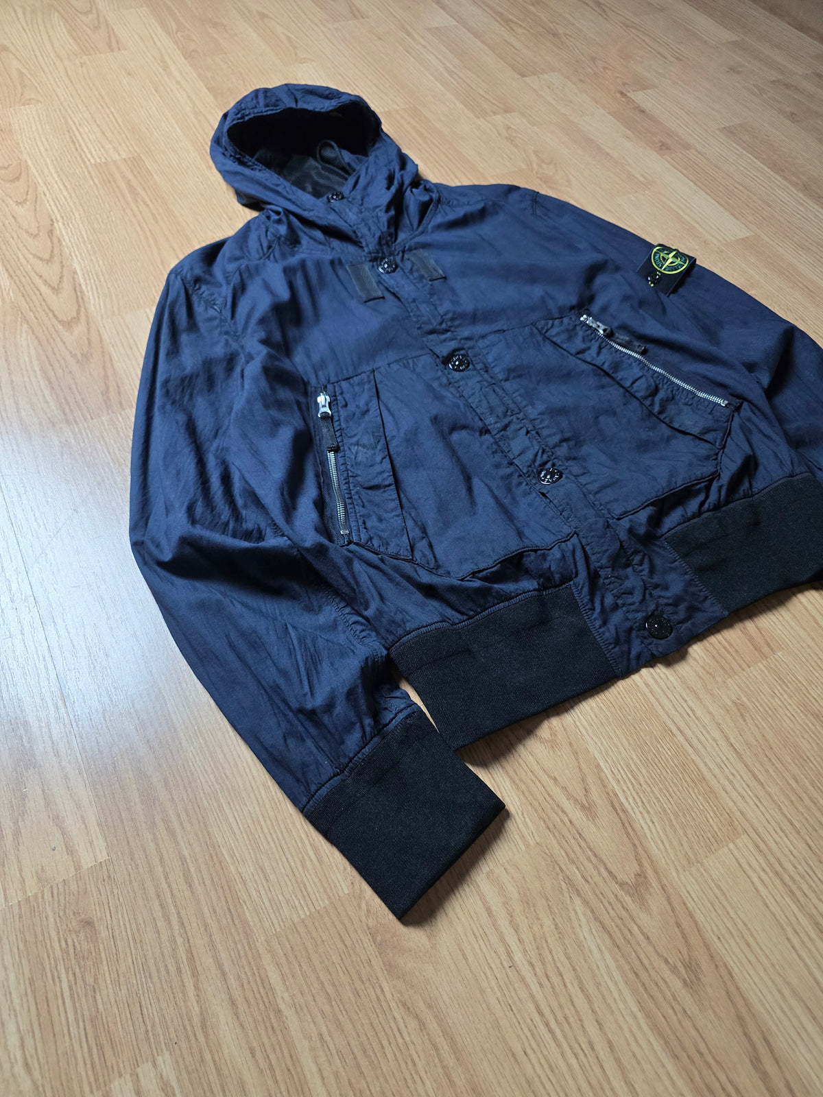 Stone Island Lightweight Mussola Gommata Hooded Bomber Jacket (M)