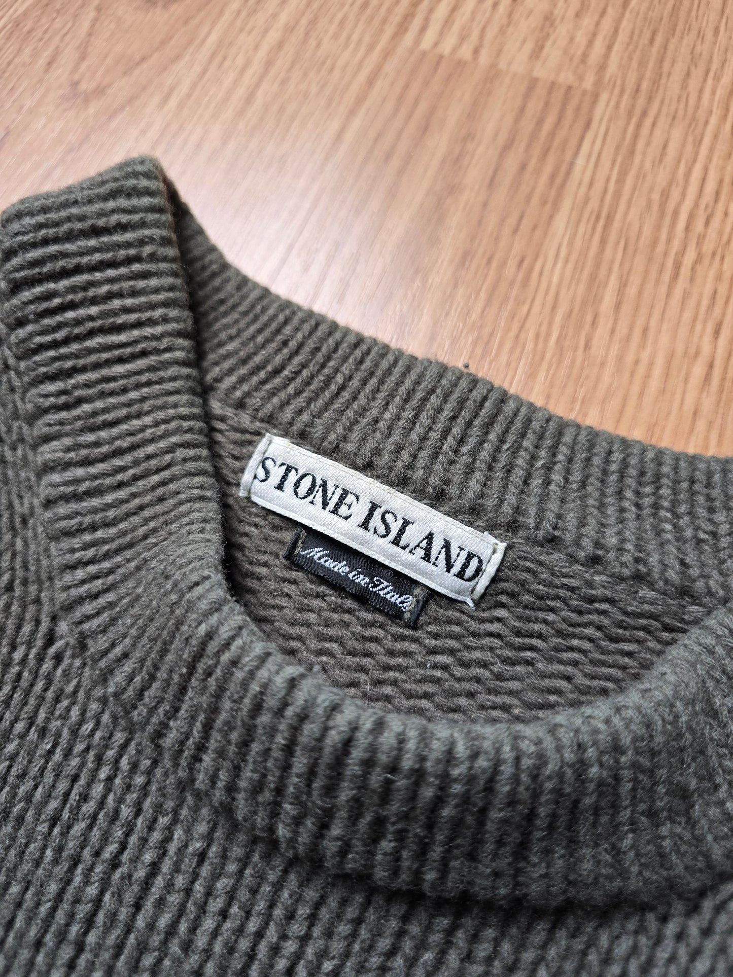 90s Stone Island Green Edge Wool Knit Sweater (M/L)