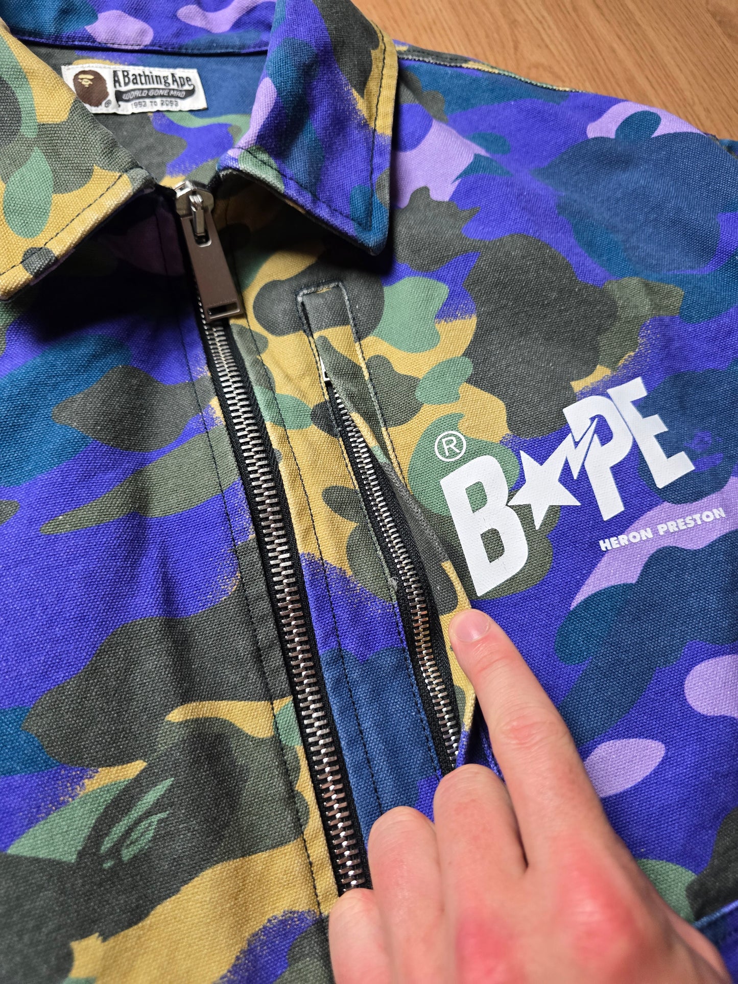 BAPE x Heron Preston Mix 1st Camo Duck Trucker Jacket (L)