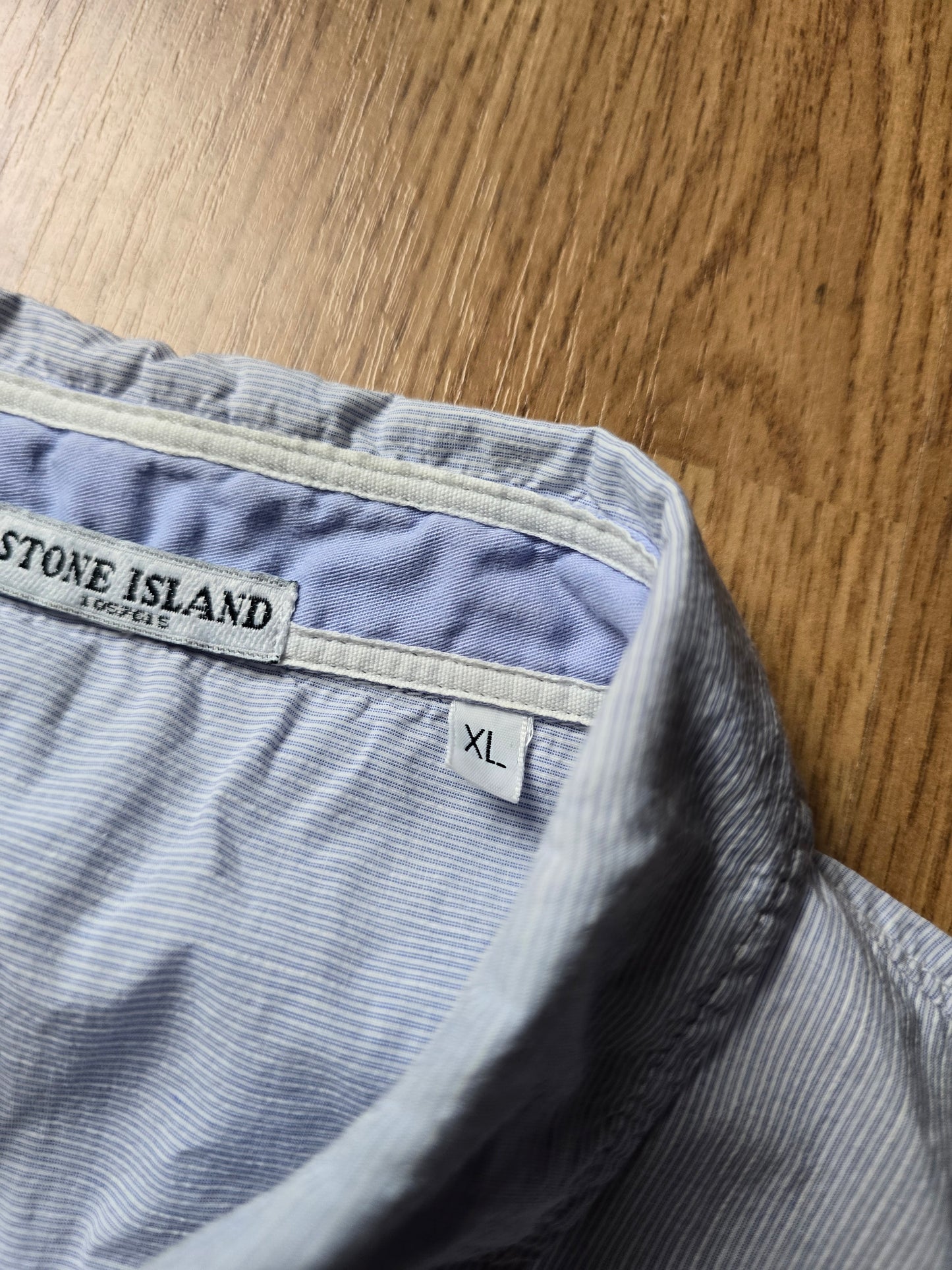 Vintage Stone Island Pinstripe Embroidered Linen Shirt (M/L)