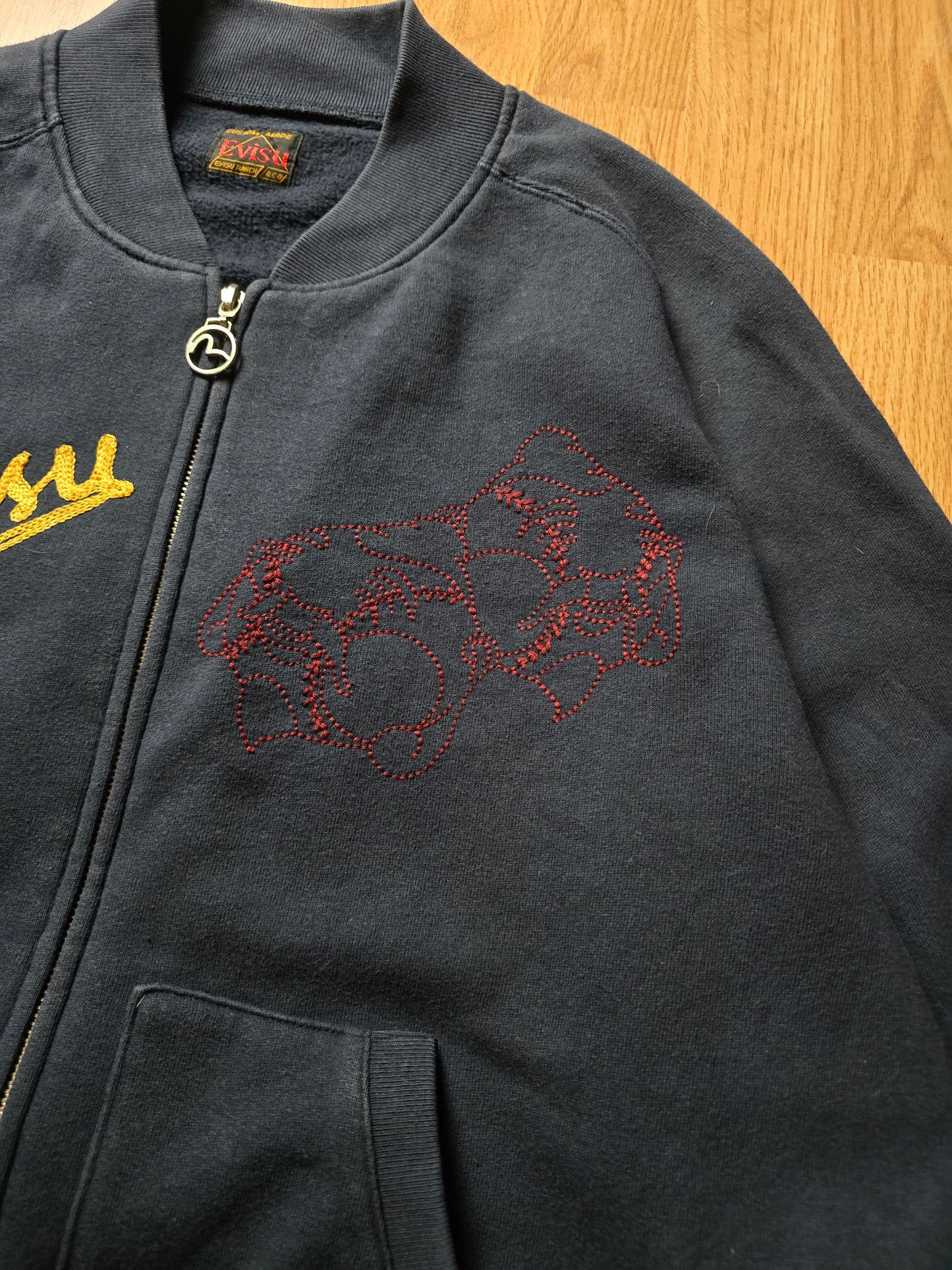 00s Evisu Embroidered Cotton Zip Bomber (L/XL)