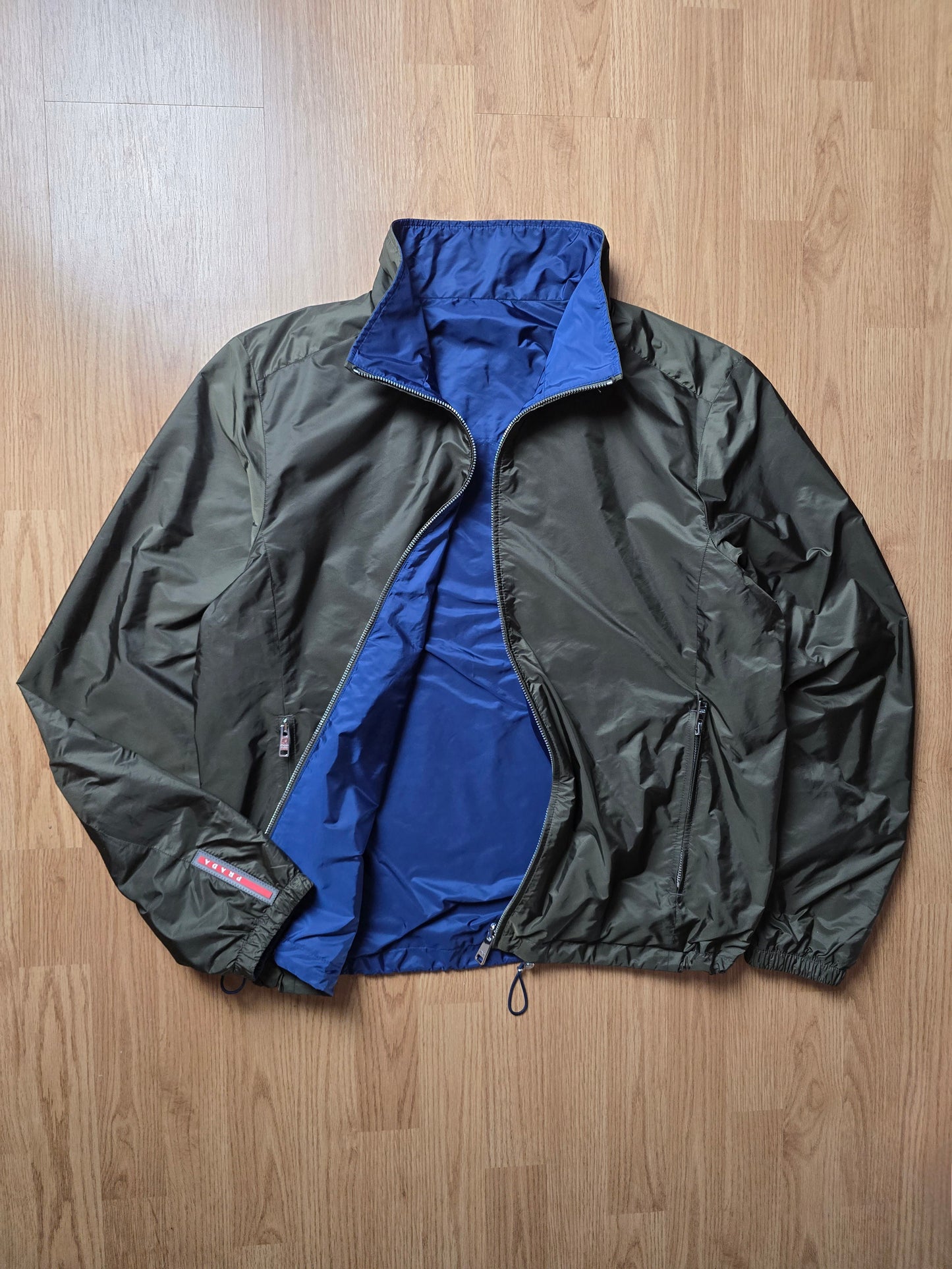 Prada Luna Rosa 2017 Padded Resin-Coated Nylon Reversible Jacket (L)
