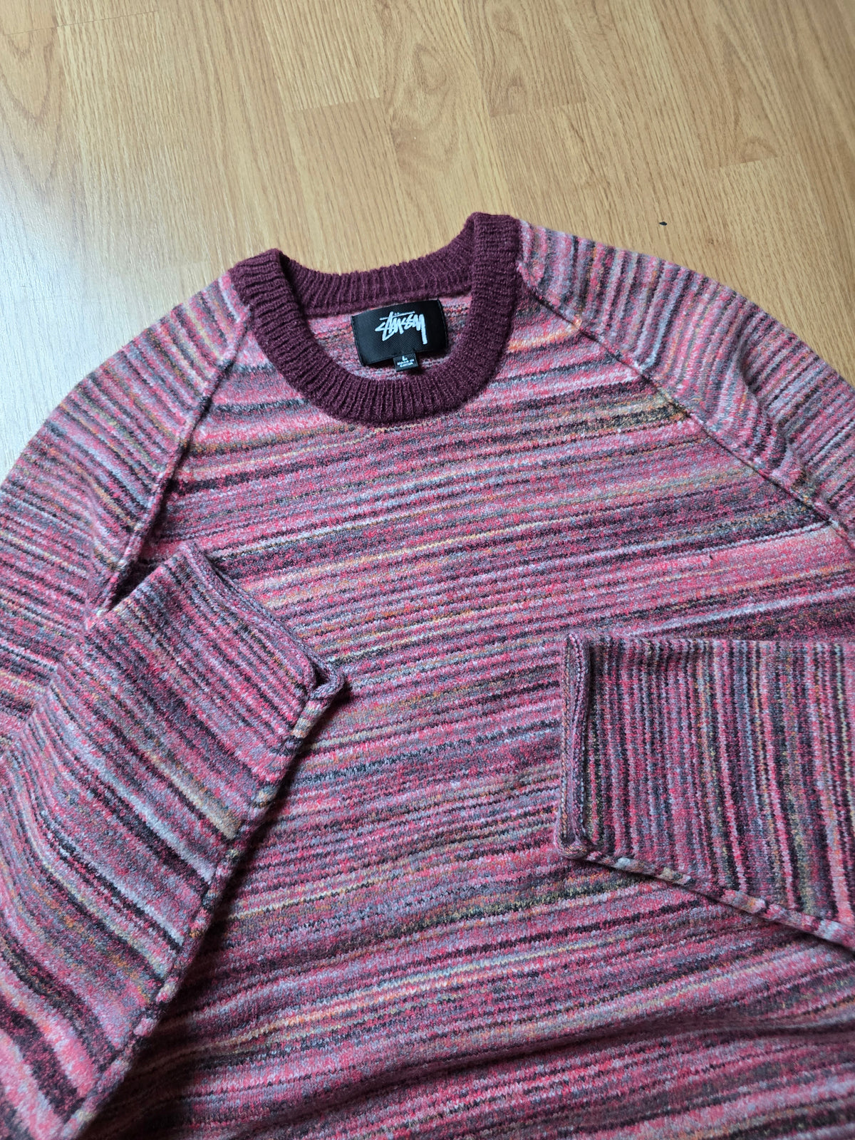 Stussy Textured Contrast Collar Crew Knit Sweater (L)