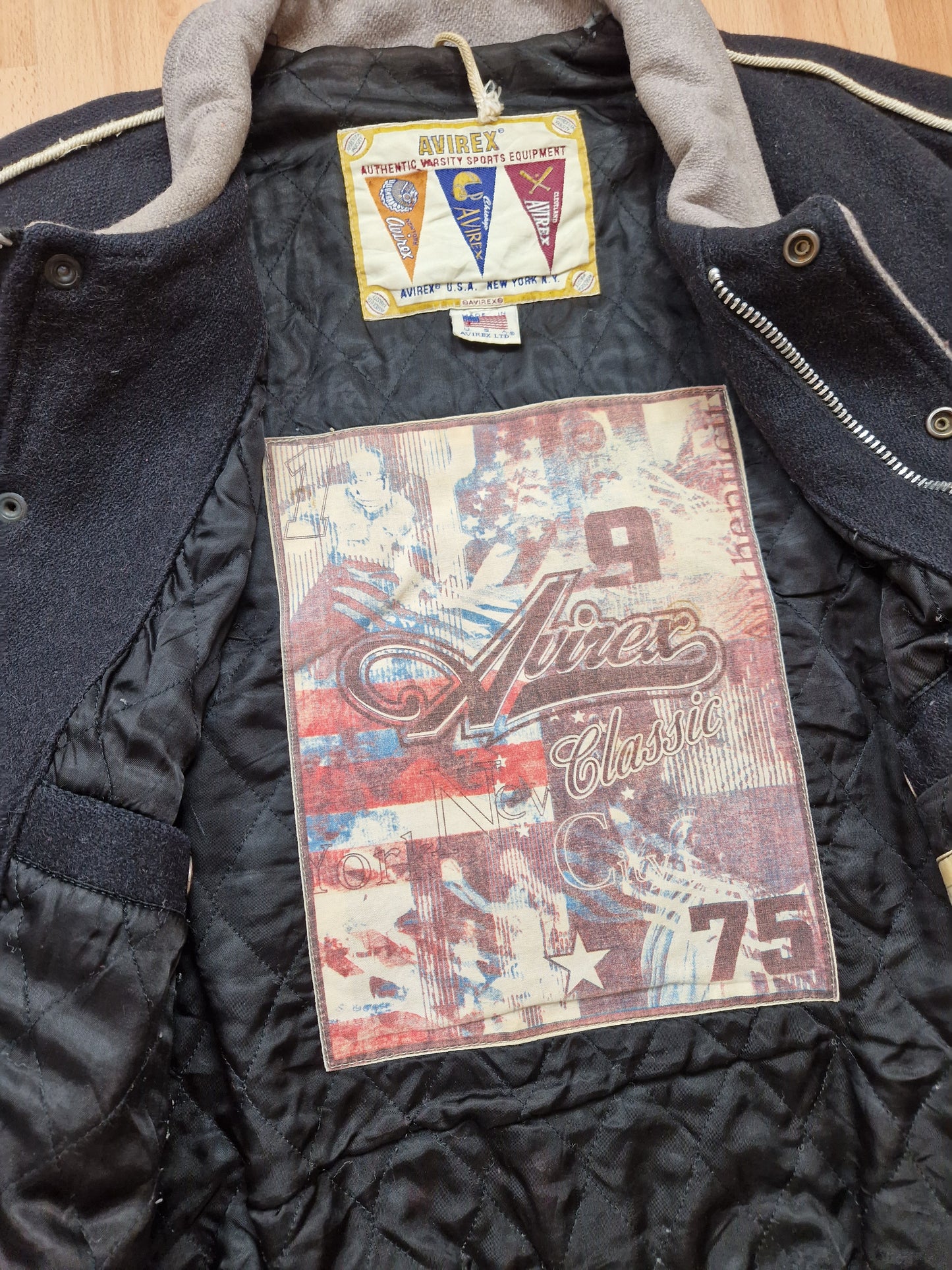 Vintage 90s Avirex Heavyweight Wool Varsity Jacket (XL)