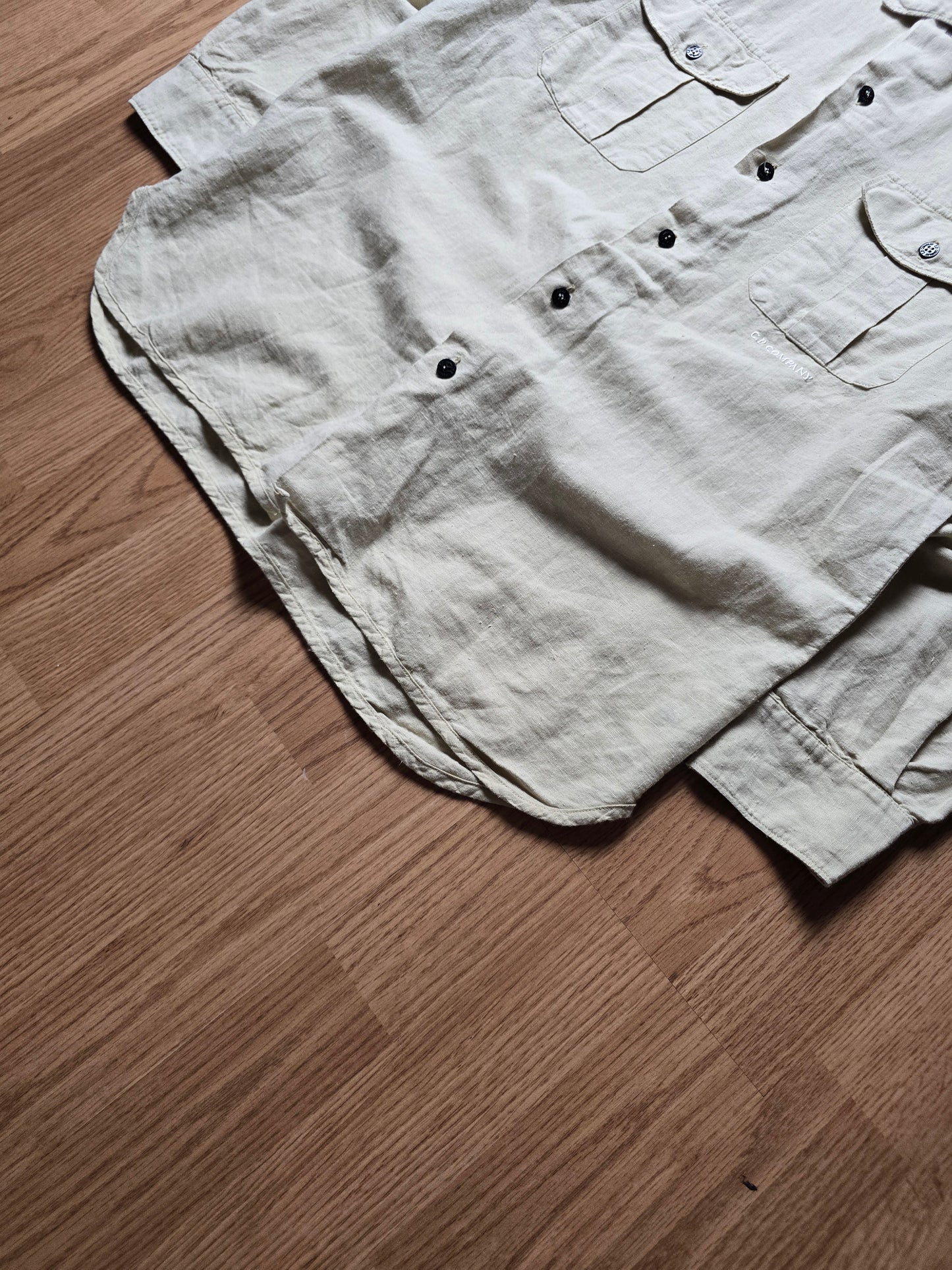 Vintage C.P. Company SS99 Embroidered Lino Flax LS Shirt (S)