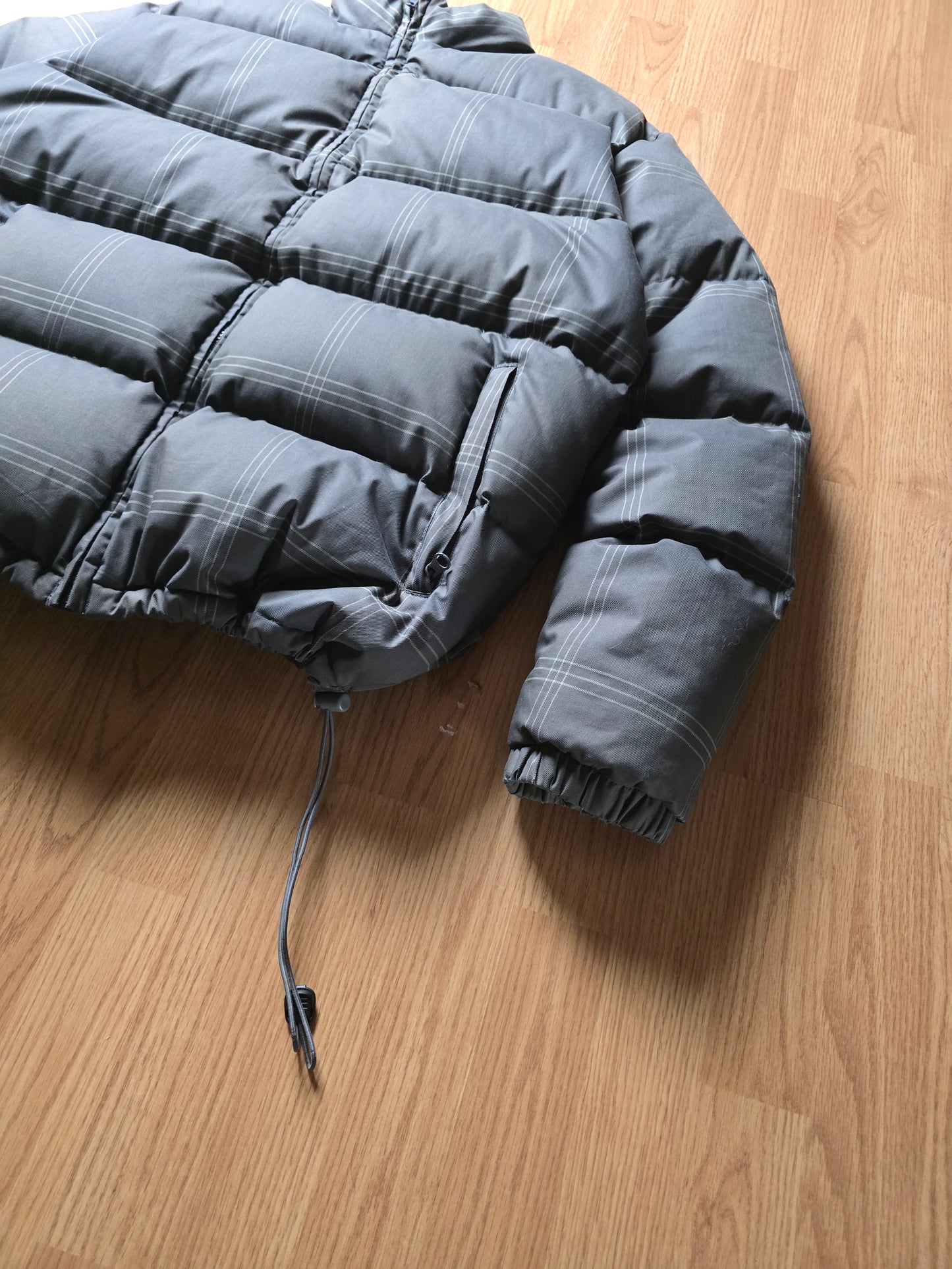 Vintage Stussy Micro Plaid Down Puffer Jacket (L)