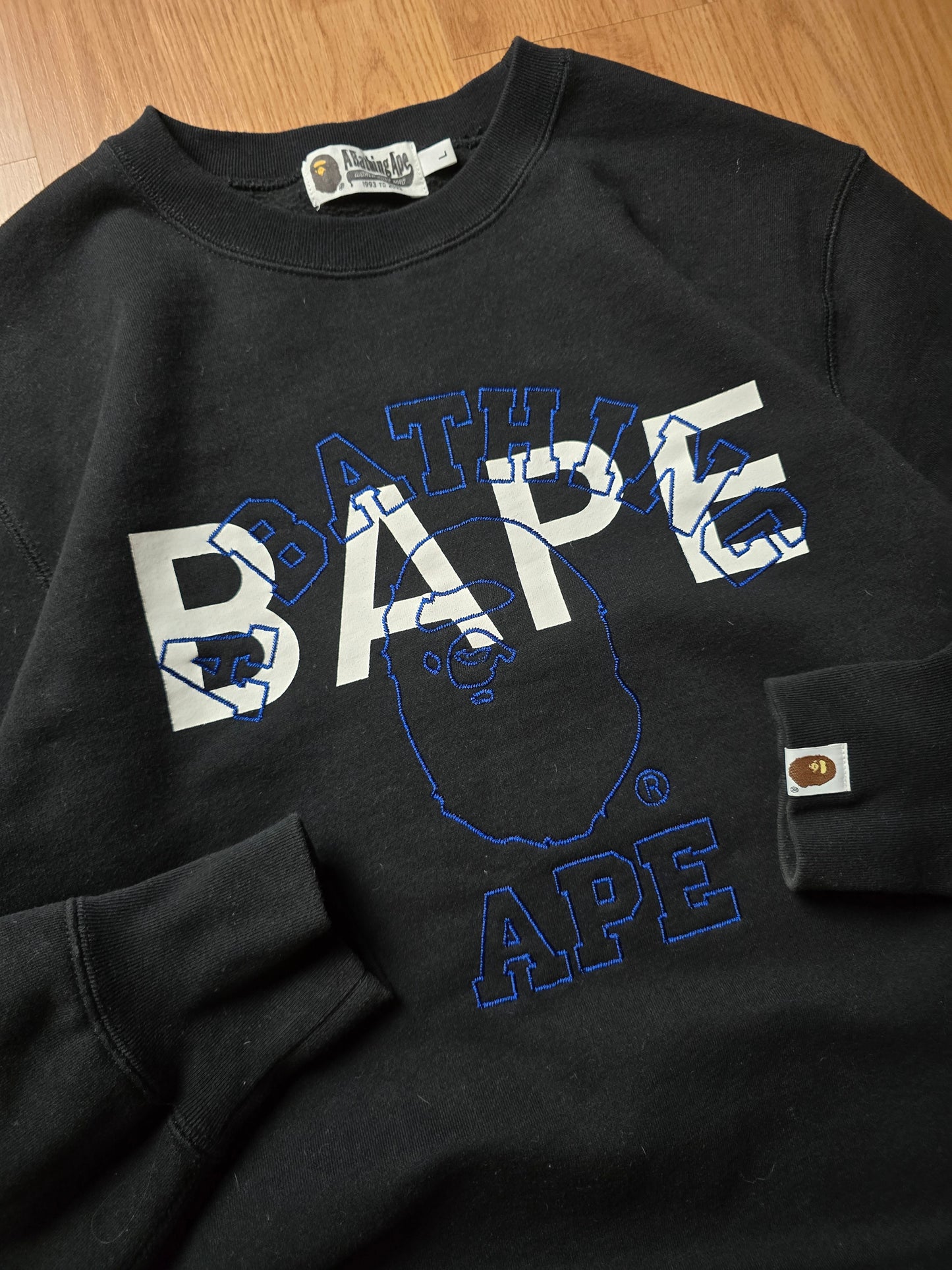 Bape College print & Embroidered Logo Crewneck Sweatshirt (M)