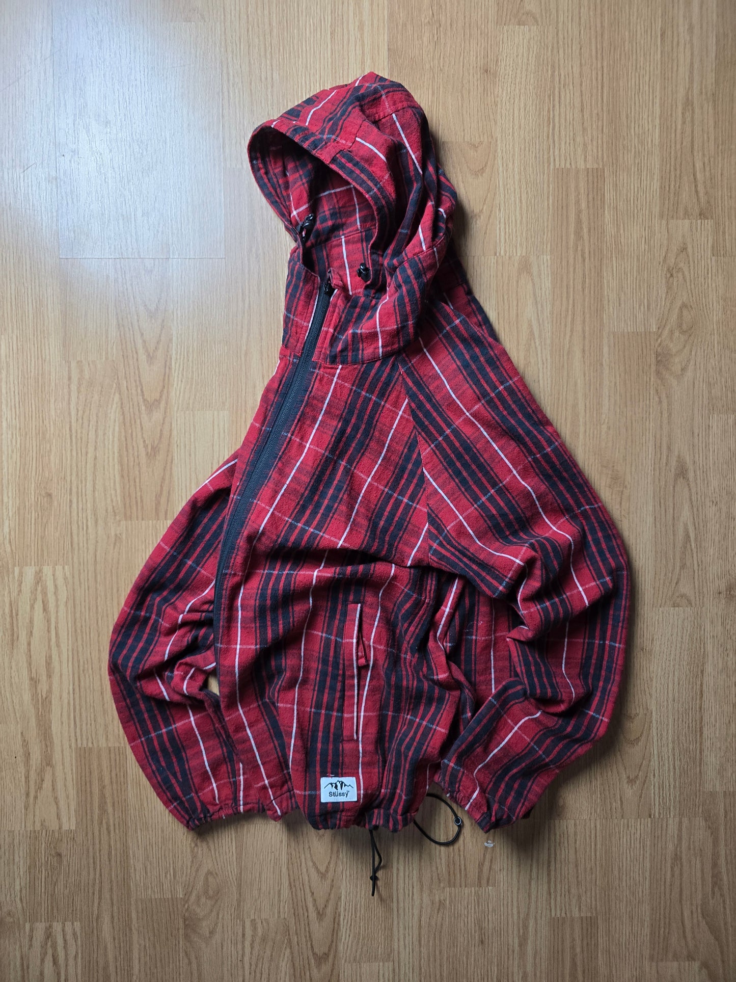 00s Stussy Plaid Zip Up Lightweight Cotton Jacket (M)