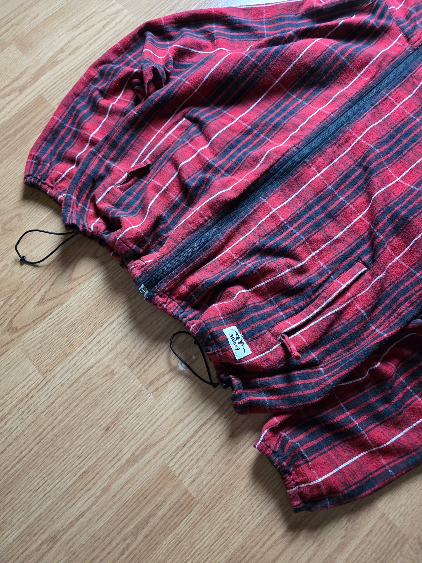 00s Stussy Plaid Zip Up Lightweight Cotton Jacket (M)