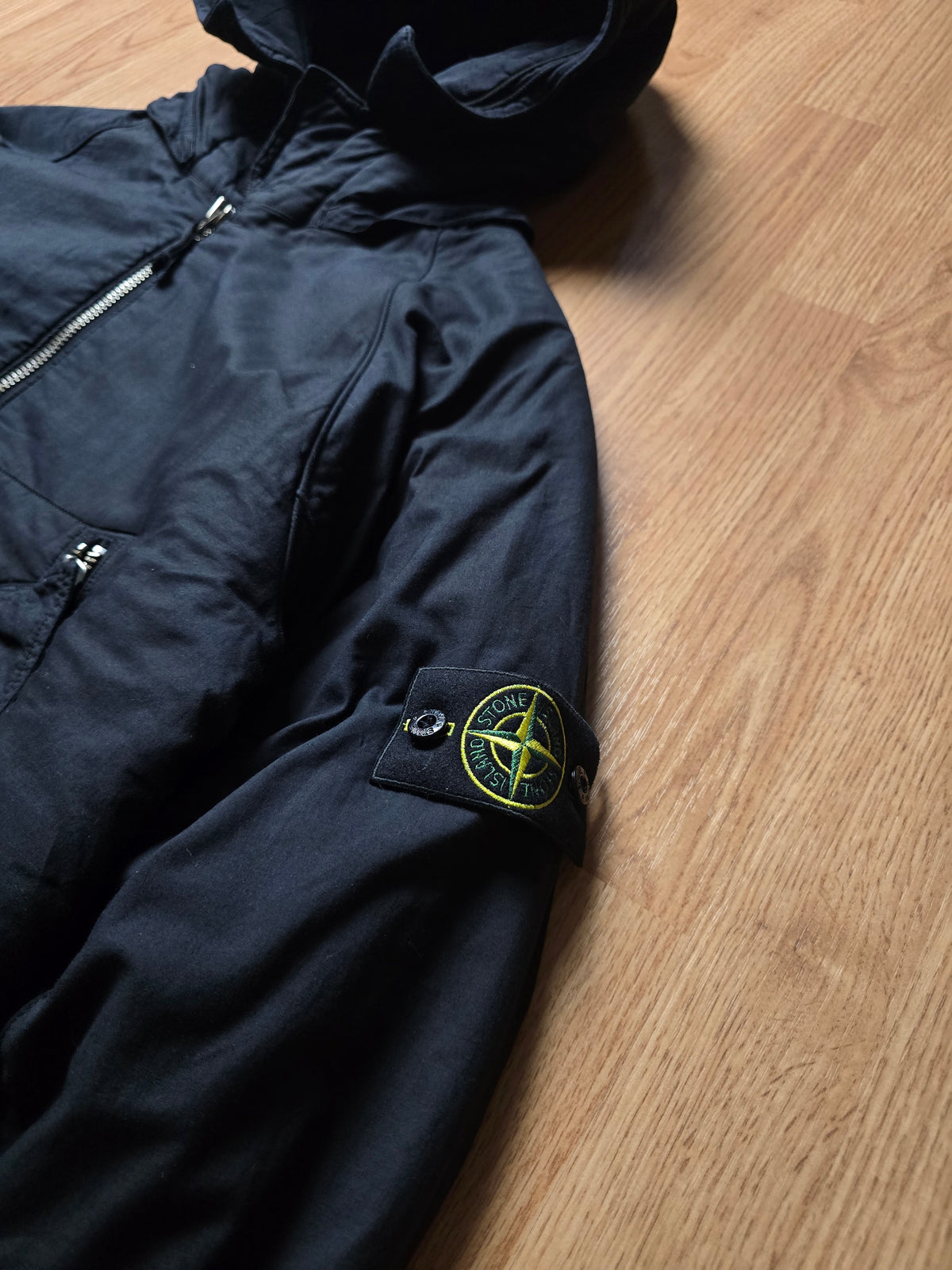 Stone Island Flaace Lined Mussola Gommata Hooded Bomber Jacket (M)