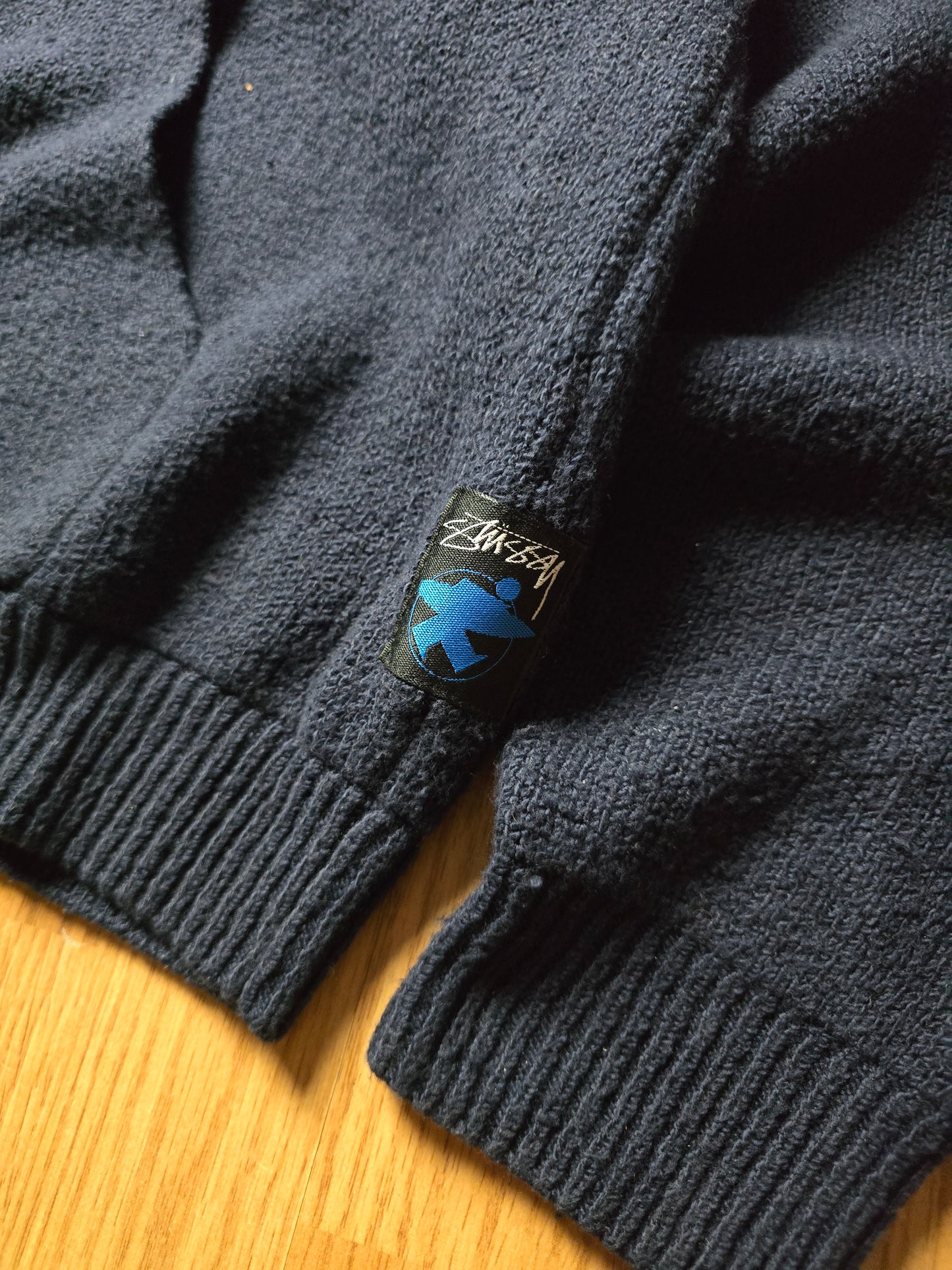 Stussy Merino Wool Blend Hooded Knit Zip Sweater (L)