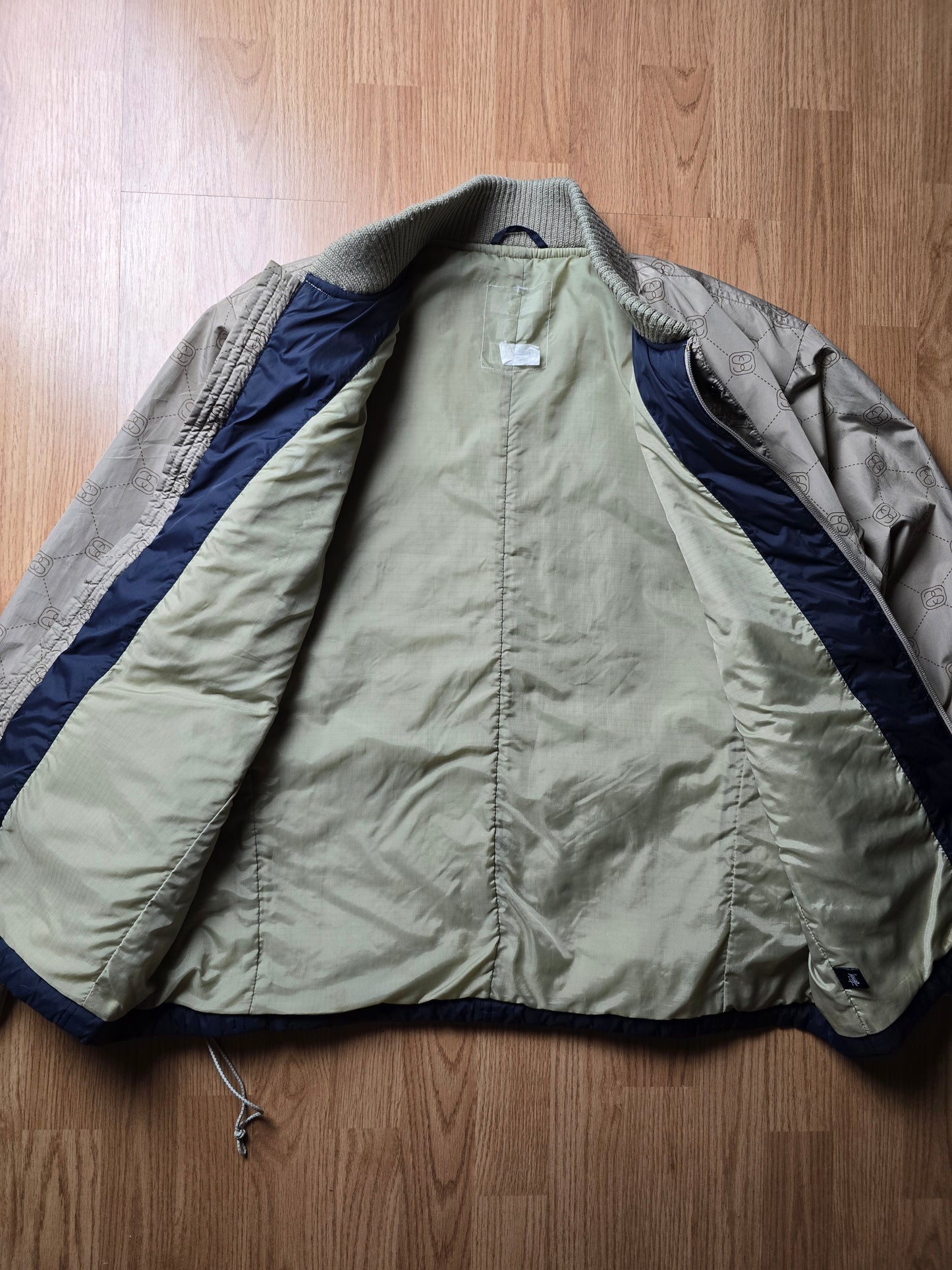 RARE 90s Stussy F.I.T Technical 2-in-1 Monogram Bomber Jacket (L)