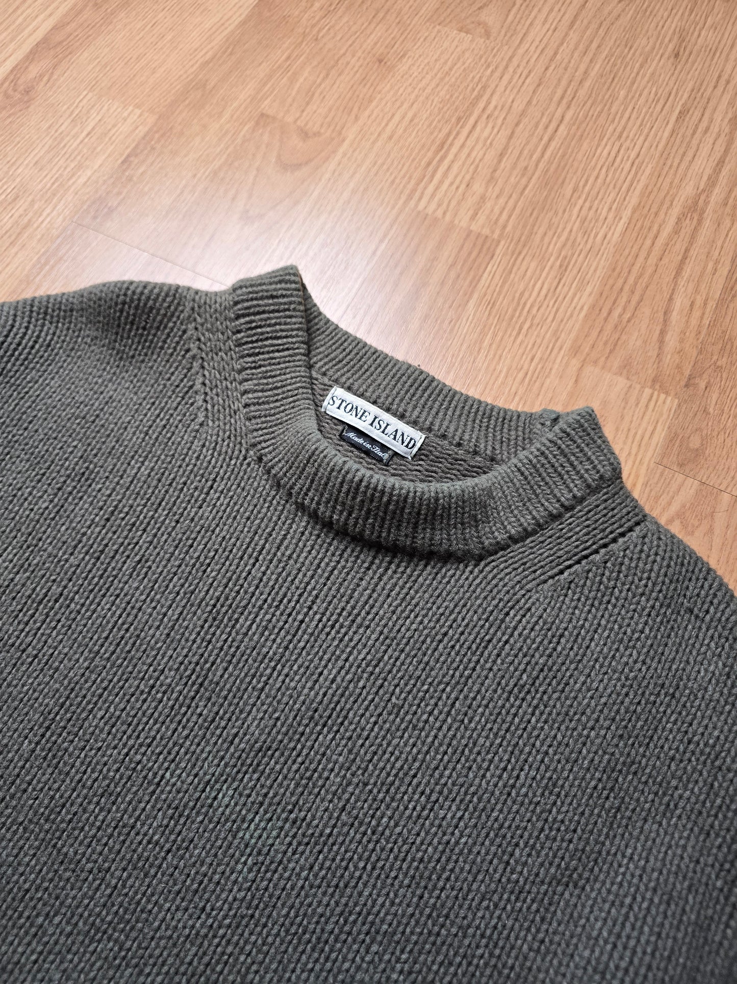 90s Stone Island Green Edge Wool Knit Sweater (M/L)