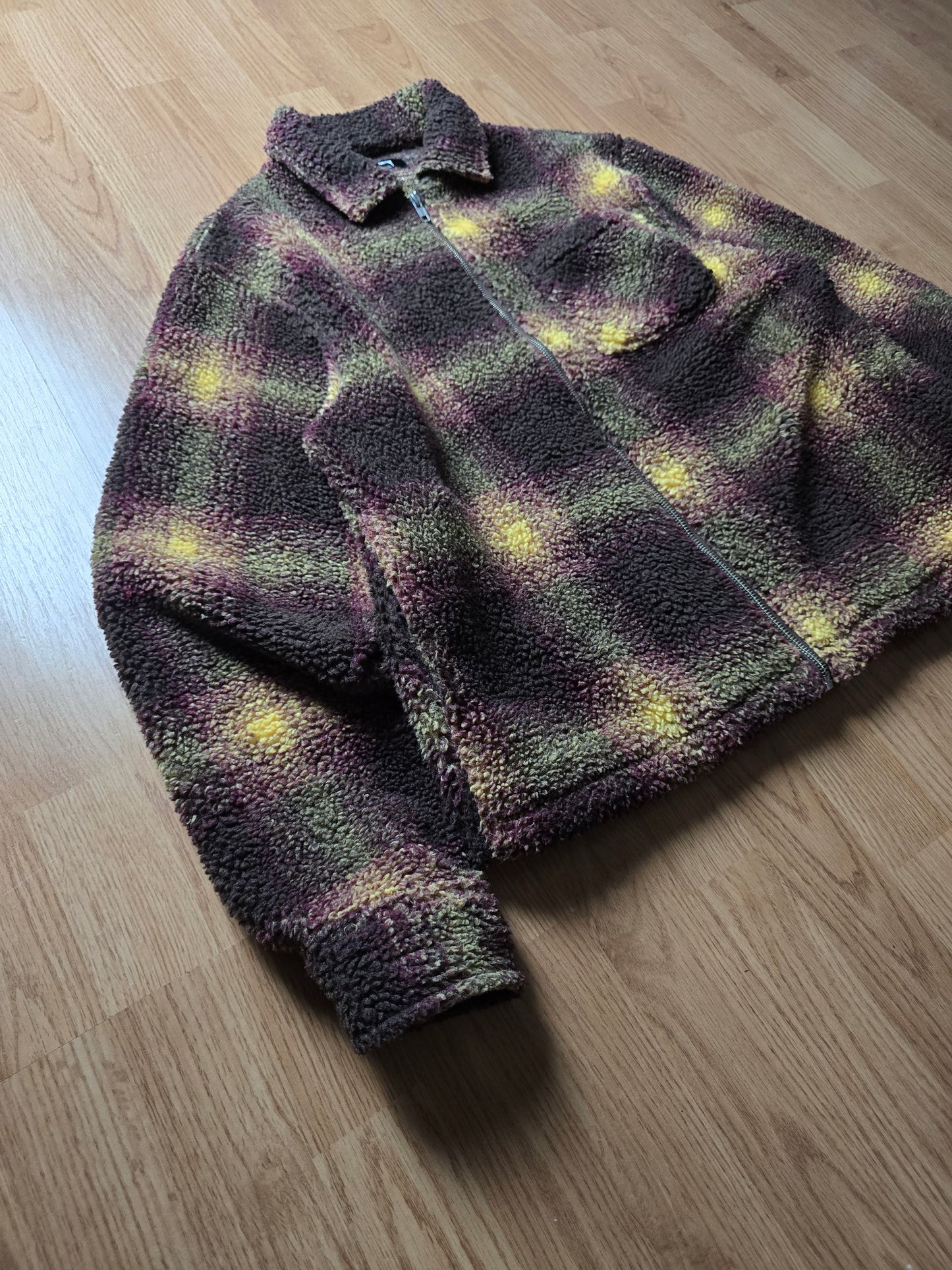 Stussy 'Shadow Plaid' Sherpa Zip Shirt/Jacket (M)