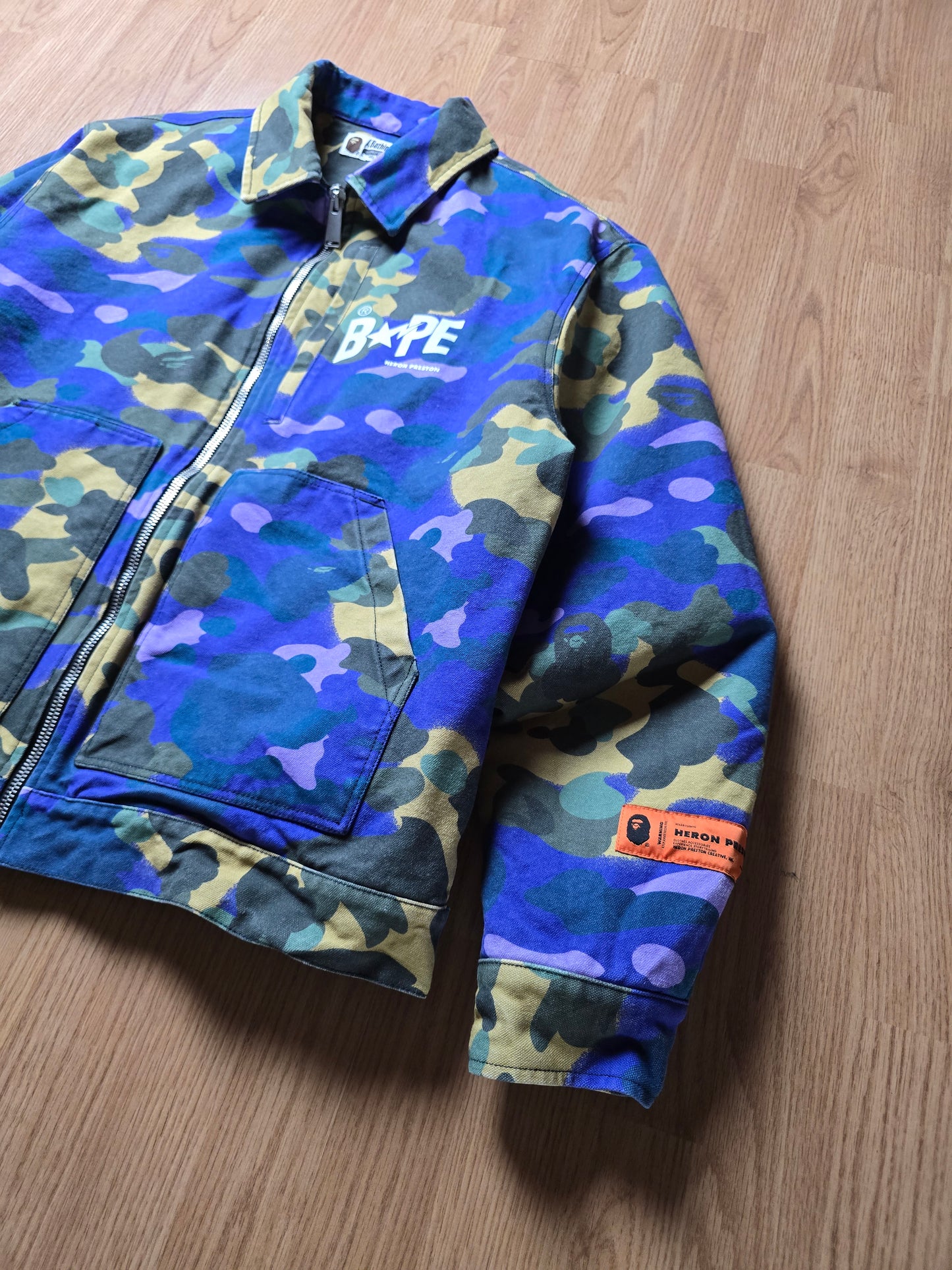 BAPE x Heron Preston Mix 1st Camo Duck Trucker Jacket (L)