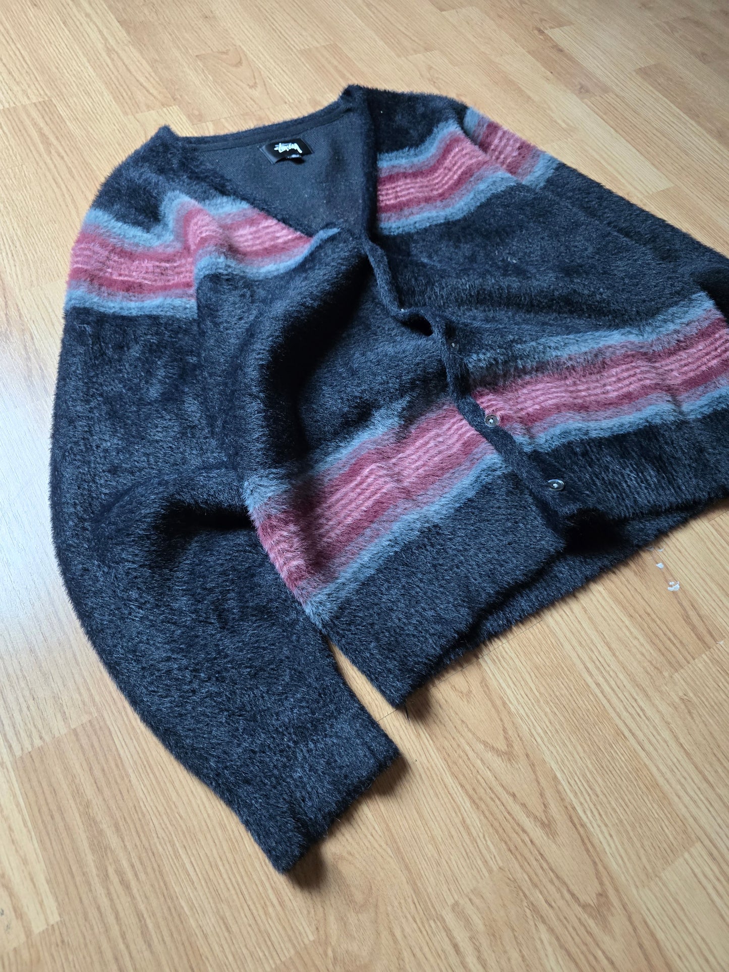 Stussy Striped 'Shaggy' Cardigan (M)