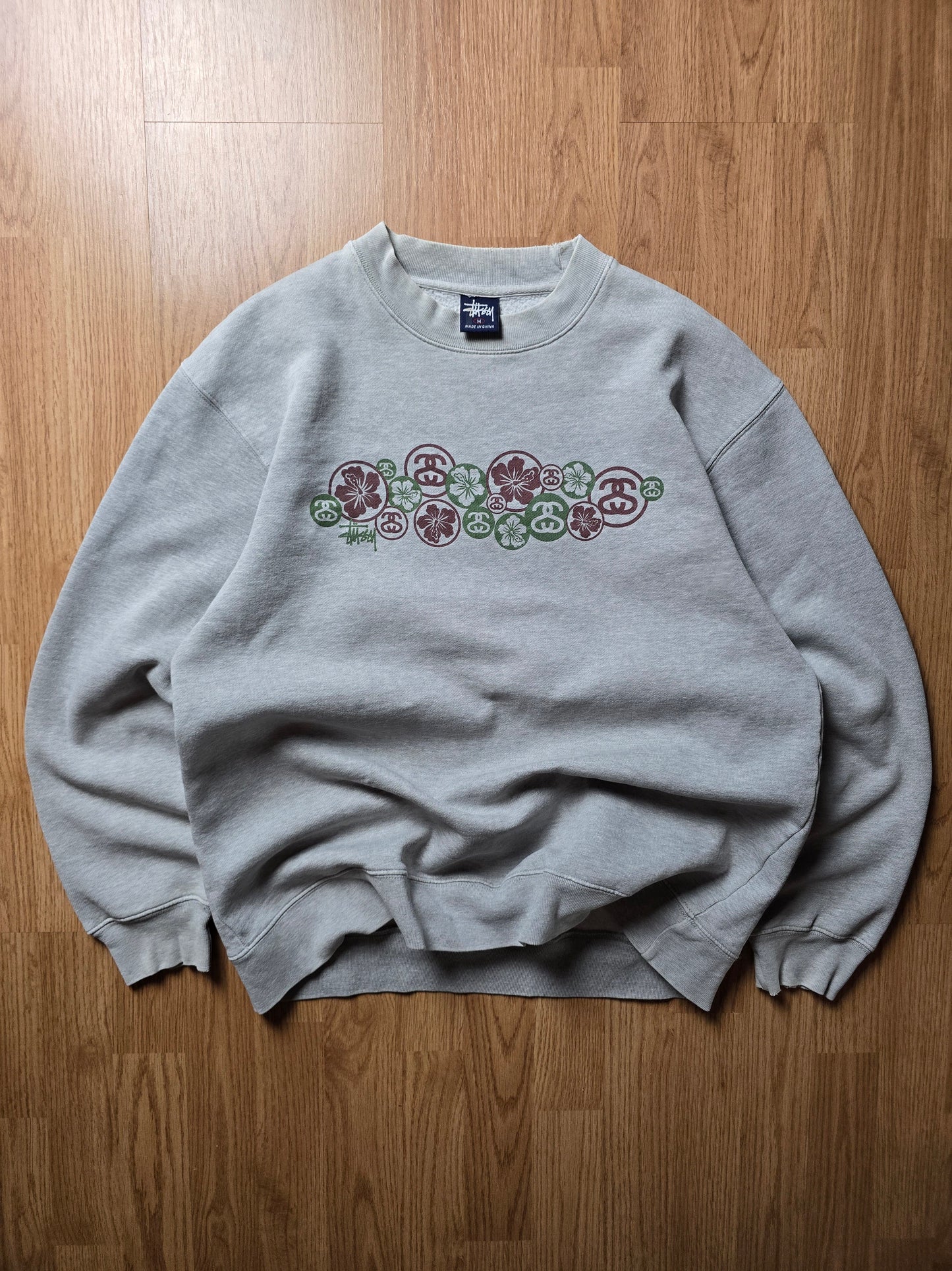 90s Stussy Floral Print Crewneck Sweatshirt (M)