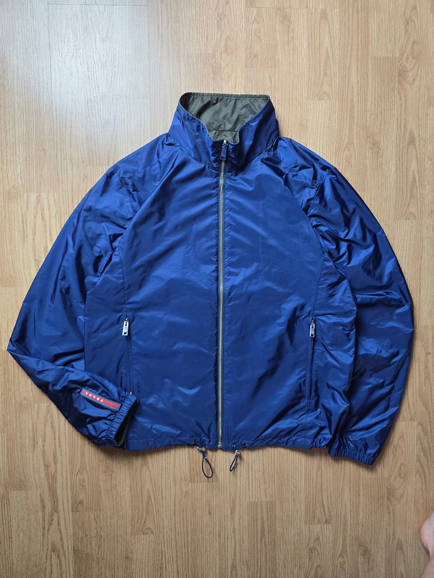 Prada Luna Rosa 2017 Padded Resin-Coated Nylon Reversible Jacket (L)