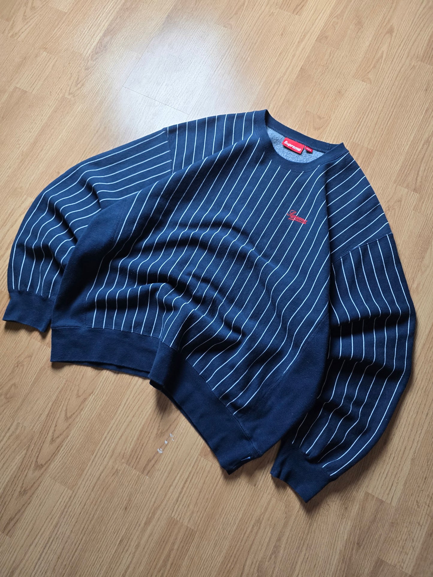 Supreme Pinstripe Crewneck Sweatshirt (XL)