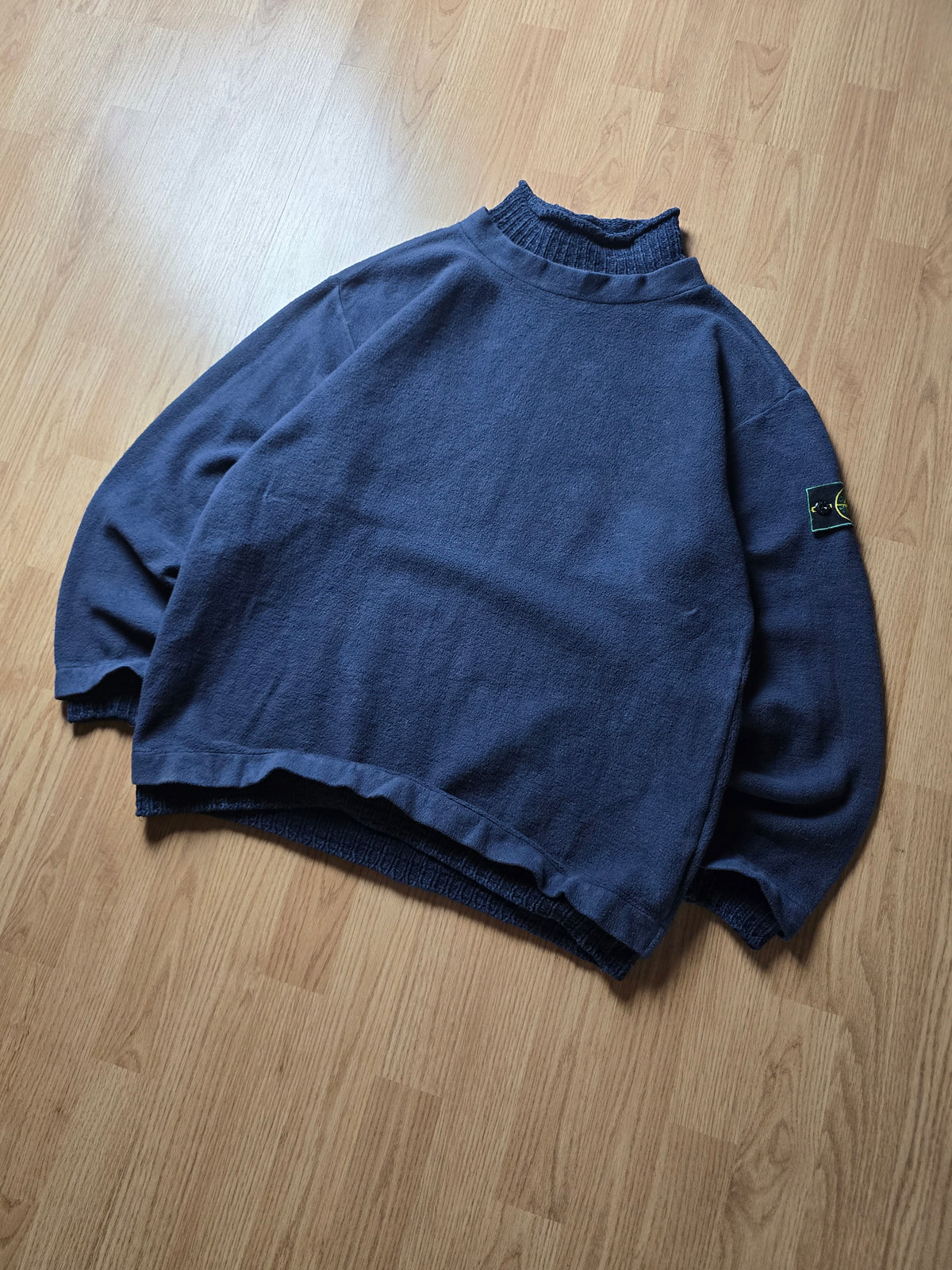 Stone Island AW95 Green Edge Dual layer Chenille Cotton Blend Knit Sweater (M/L)