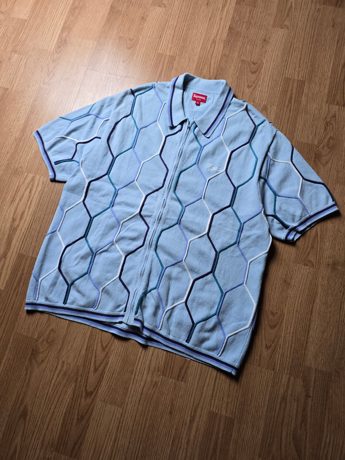 Supreme Hex Zip Up Polo Shirt (L/XL)