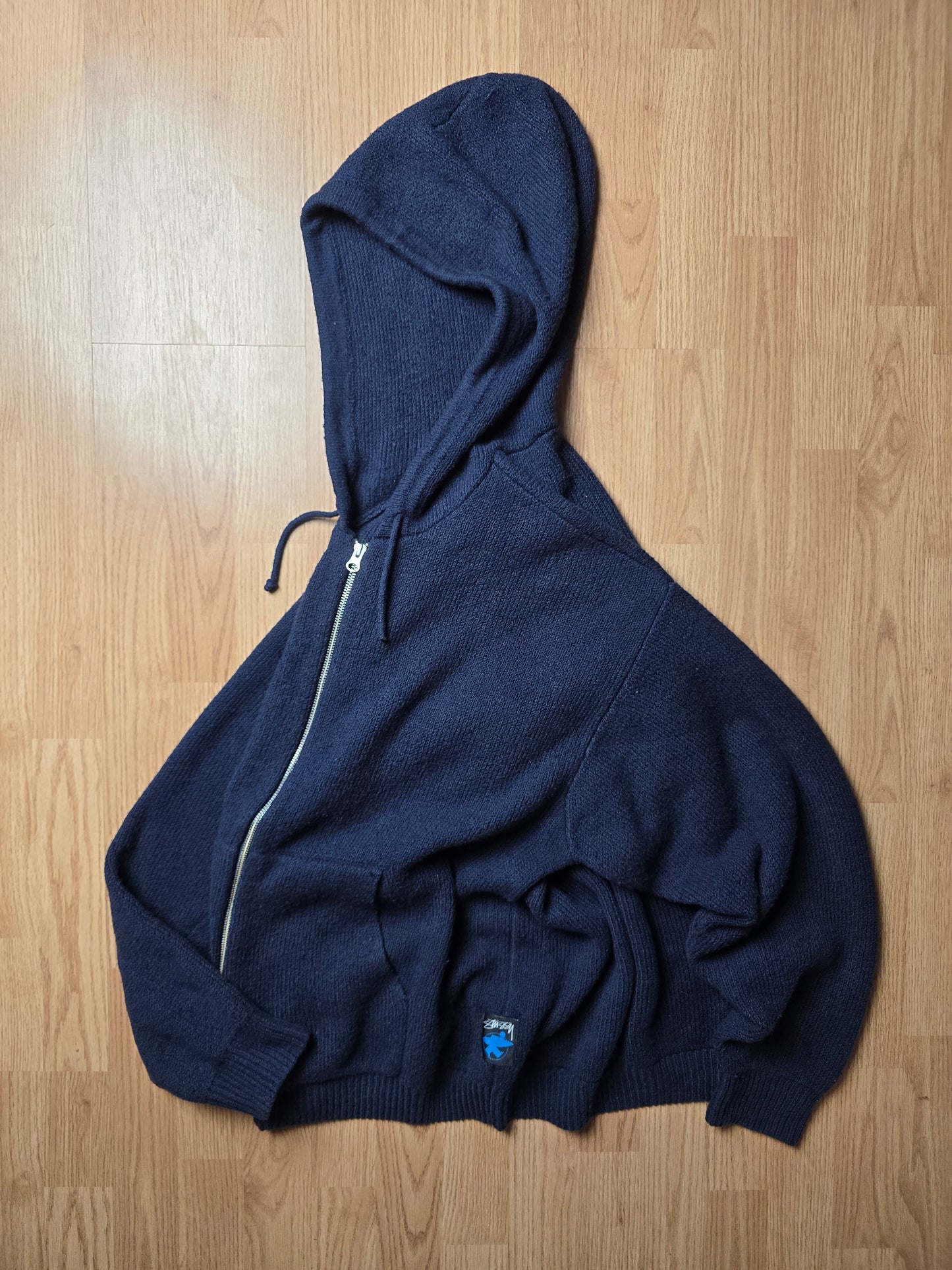 Stussy Merino Wool Blend Hooded Knit Zip Sweater (L)