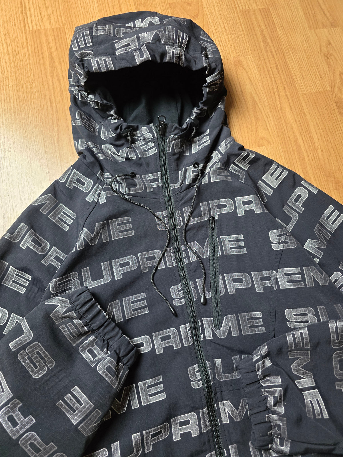 RARE Supreme Logo Ripstop Hooded Track Jacket (XL)