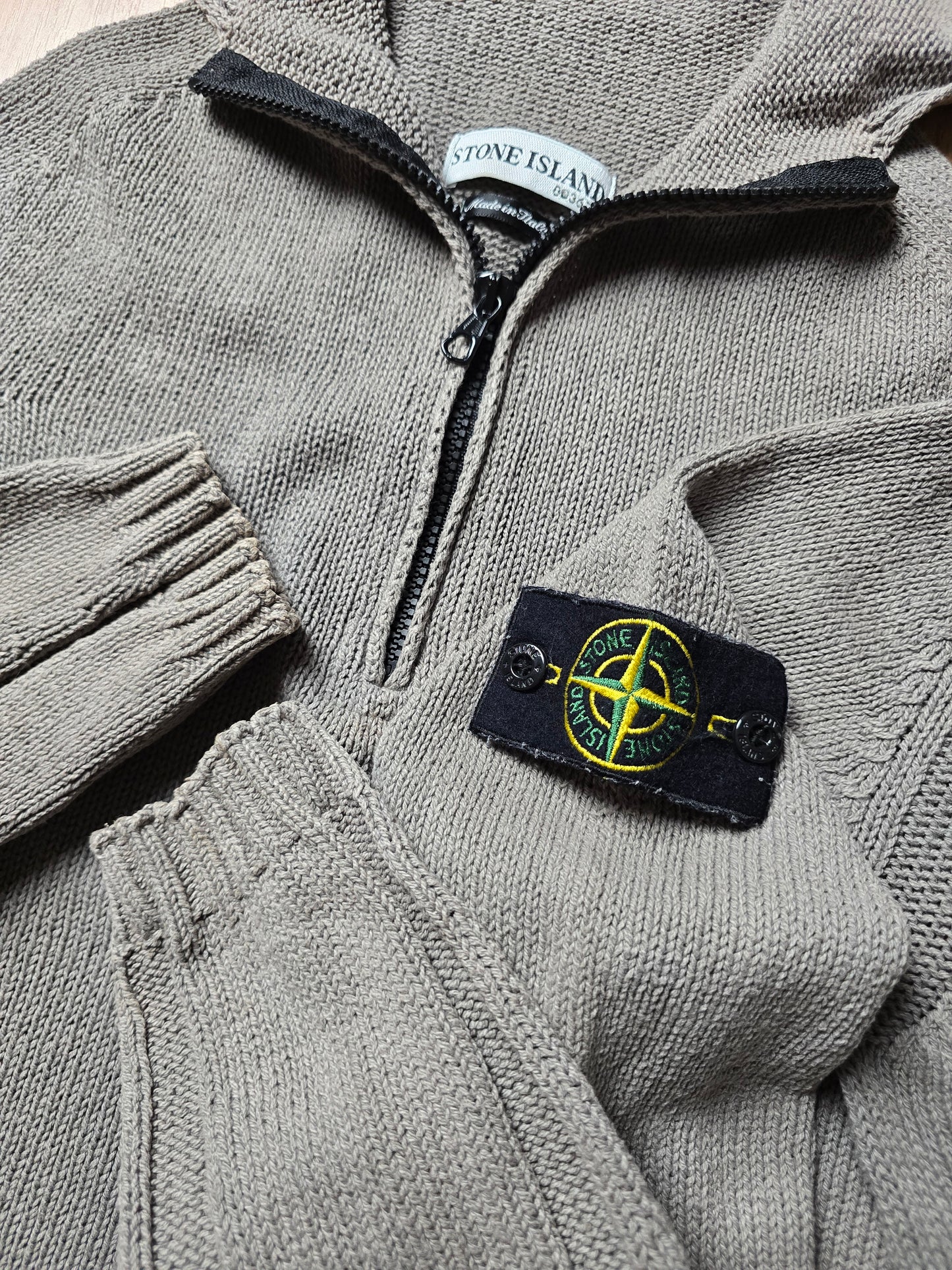 Stone Island SS03 1/4 zip Cotton Knit Hoodie (S/M)
