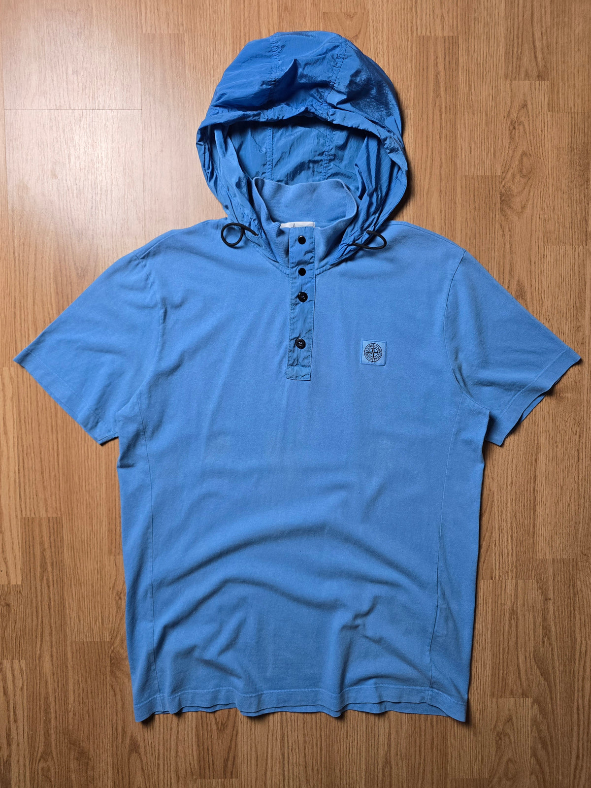 Stone Island Compass Patch Hooded Polo Shirt (L)