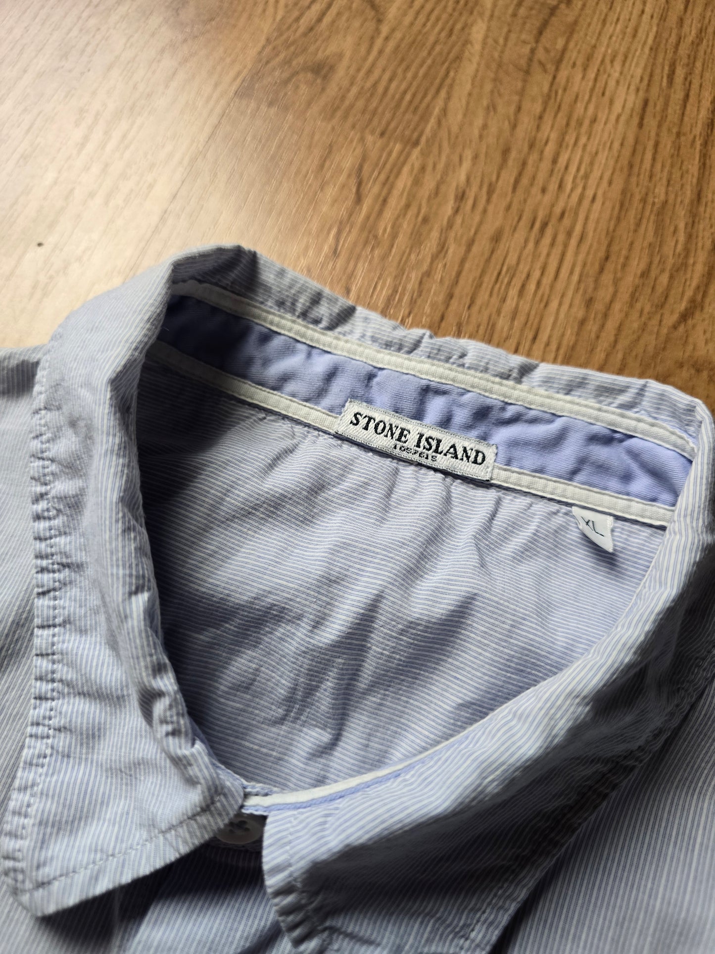 Vintage Stone Island Pinstripe Embroidered Linen Shirt (M/L)