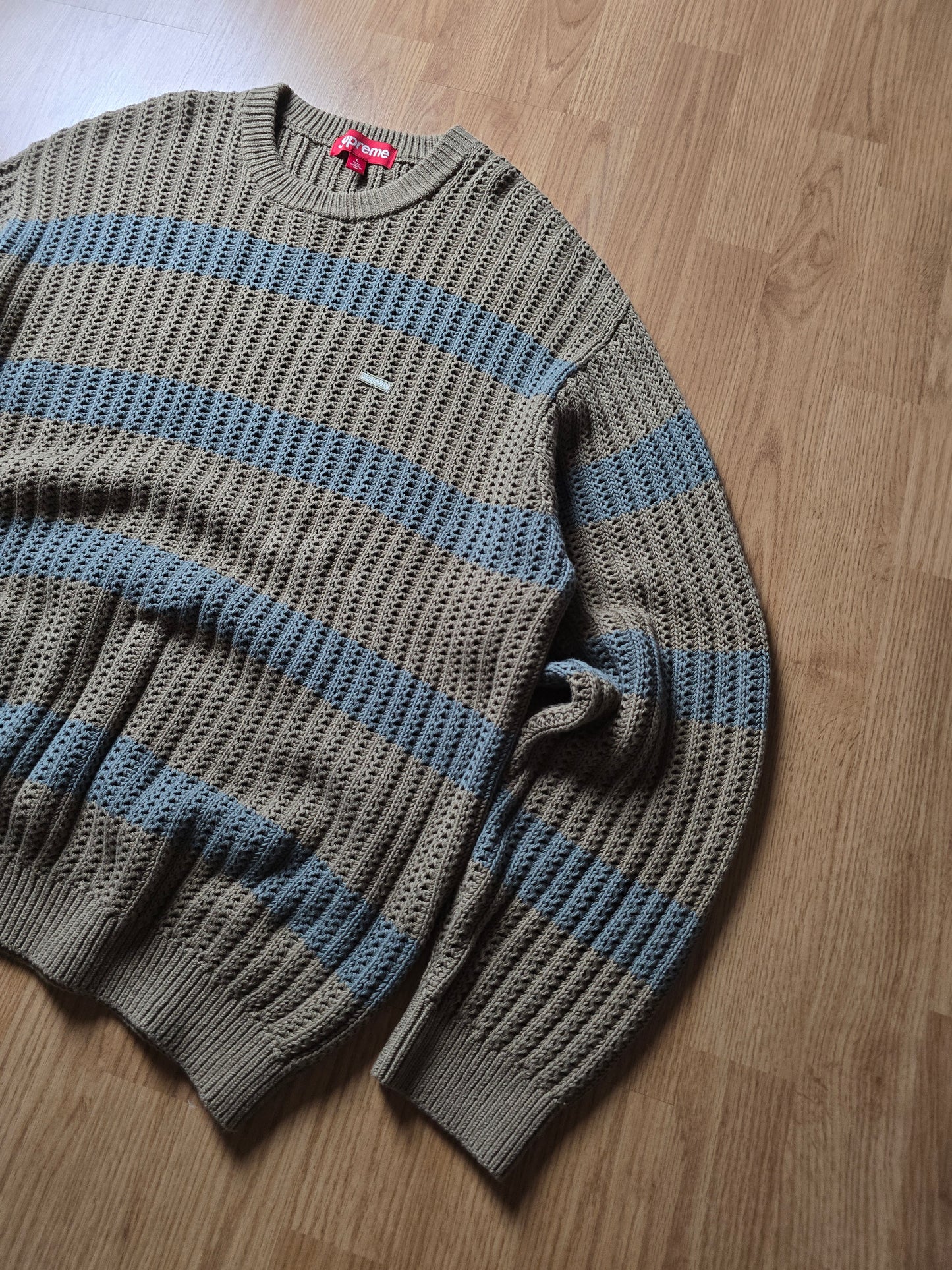 Supreme Loose Gauge Small Box Stripe Knit Sweater (L)