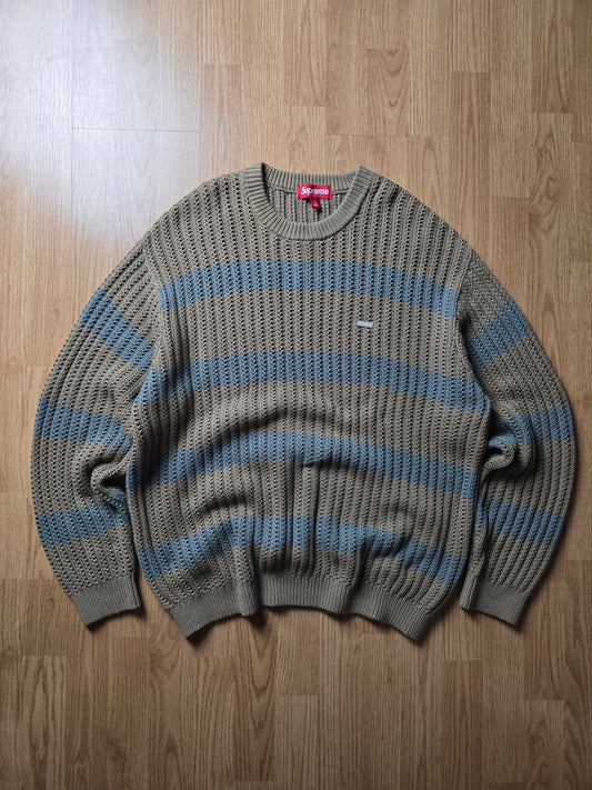 Supreme Loose Gauge Small Box Stripe Knit Sweater (L)