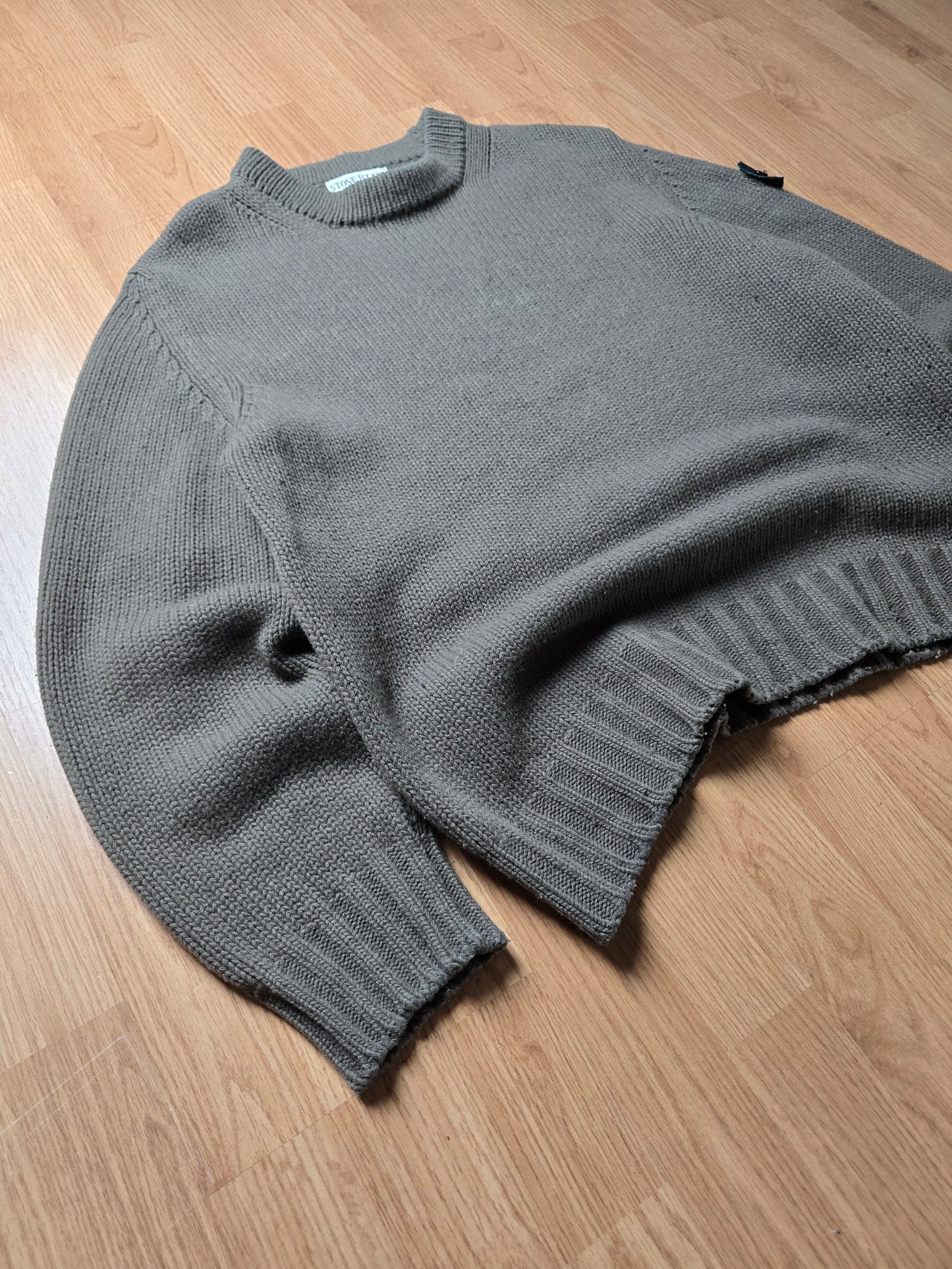 90s Stone Island Green Edge Wool Knit Sweater (M/L)