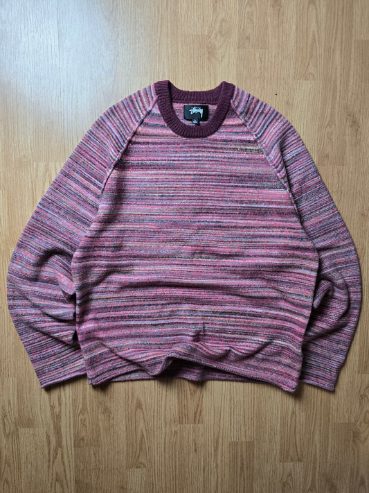 Stussy Textured Contrast Collar Crew Knit Sweater (L)