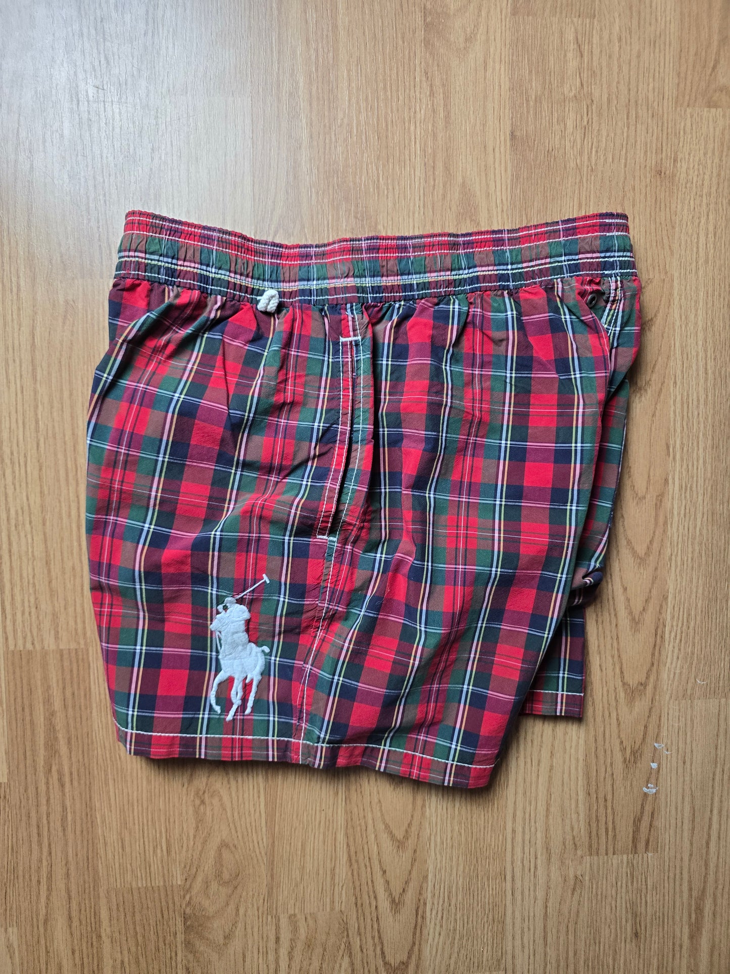 00s Ralph Lauren Big Pony Plaid Swim Shorts (M)