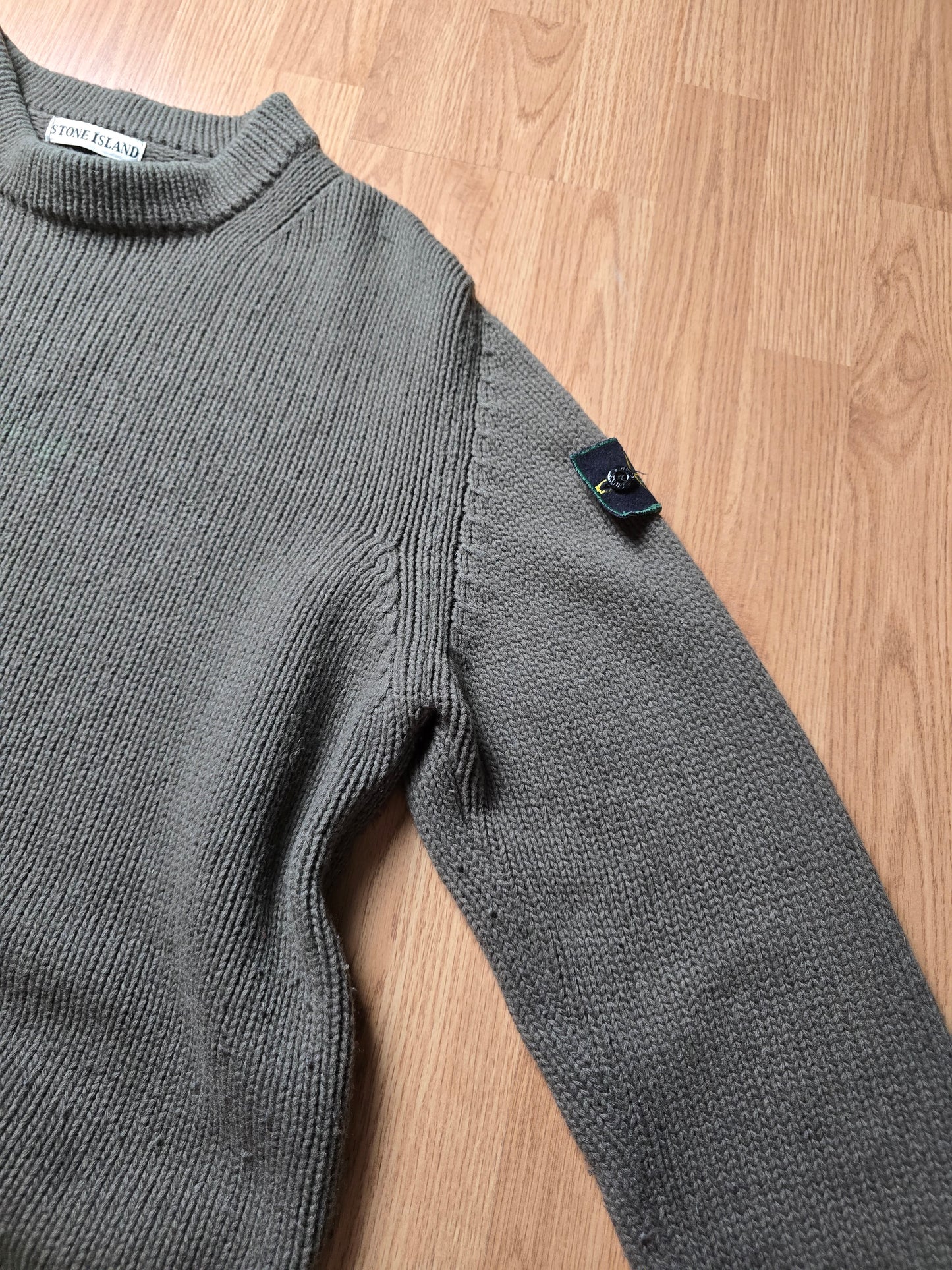 90s Stone Island Green Edge Wool Knit Sweater (M/L)