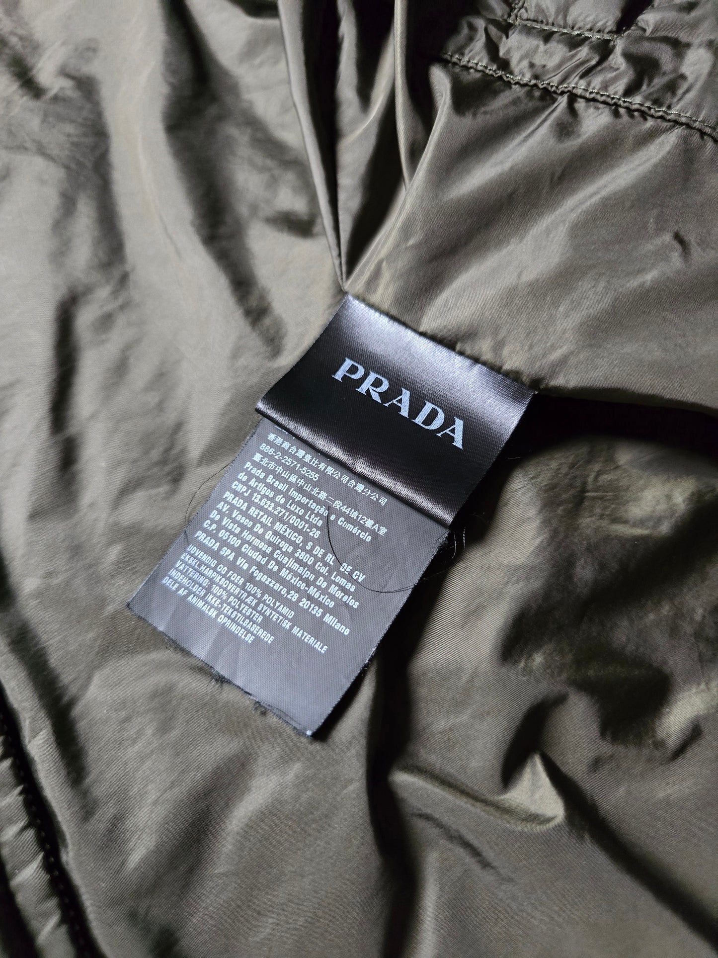 Prada Milano 2017 Padded Resin-Coated Nylon Plaque Jacket (M)