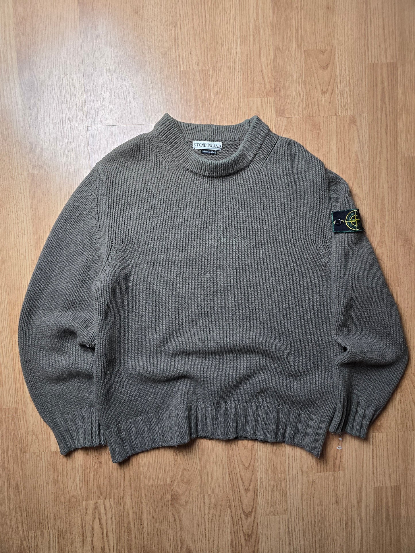 90s Stone Island Green Edge Wool Knit Sweater (M/L)