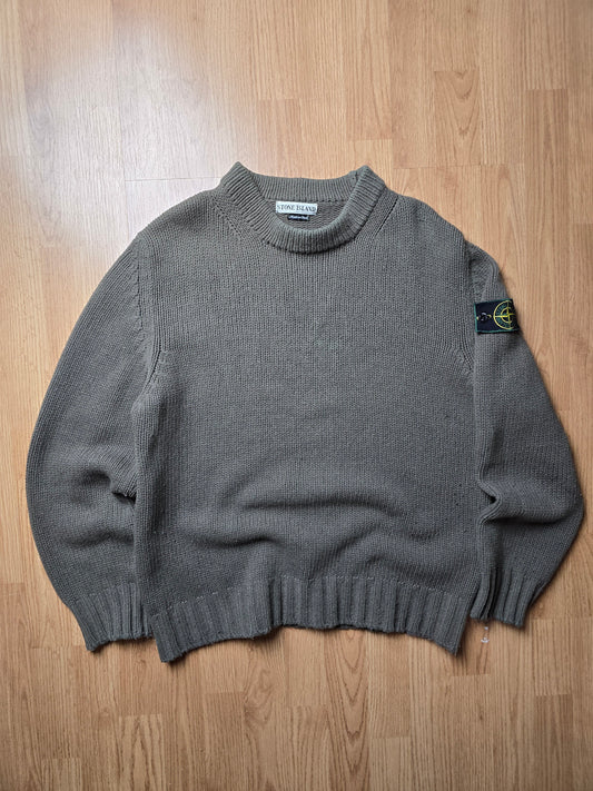90s Stone Island Green Edge Wool Knit Sweater (M/L)