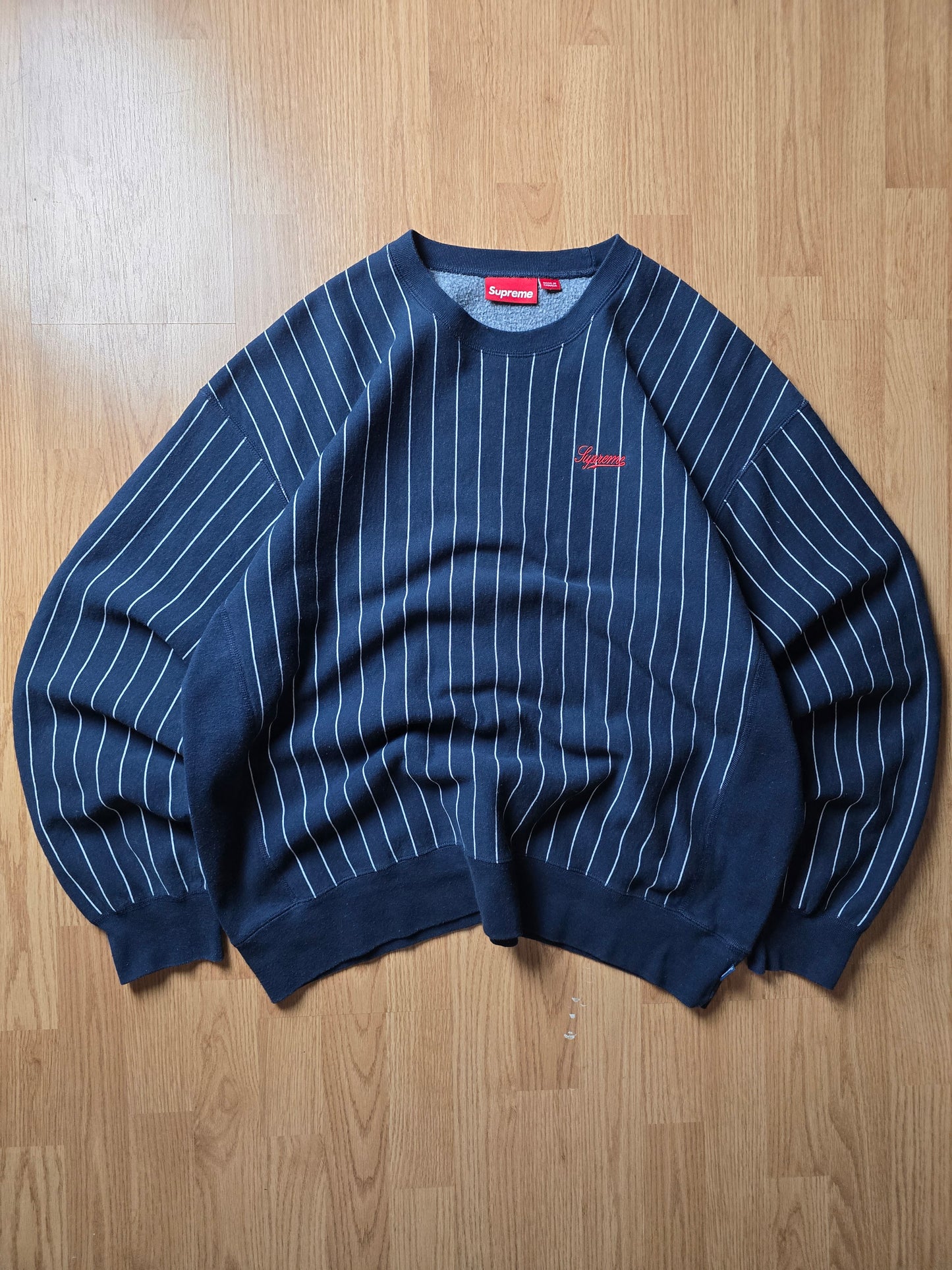 Supreme Pinstripe Crewneck Sweatshirt (XL)