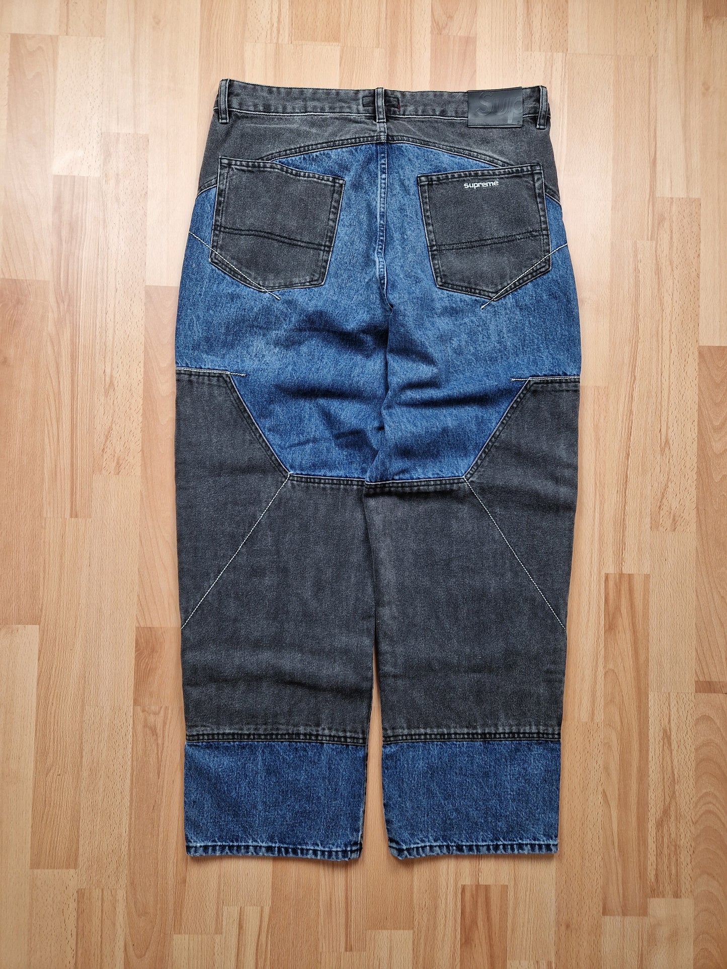 RARE Supreme 2-Tone Panelled Denim Jeans (34-36x32)