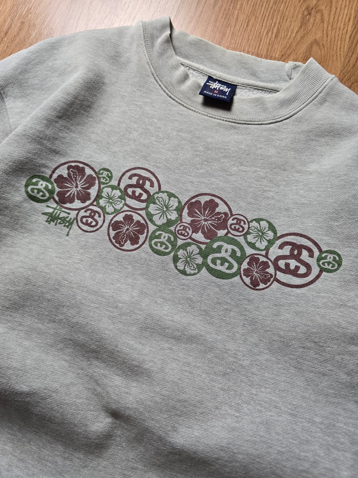 90s Stussy Floral Print Crewneck Sweatshirt (M)
