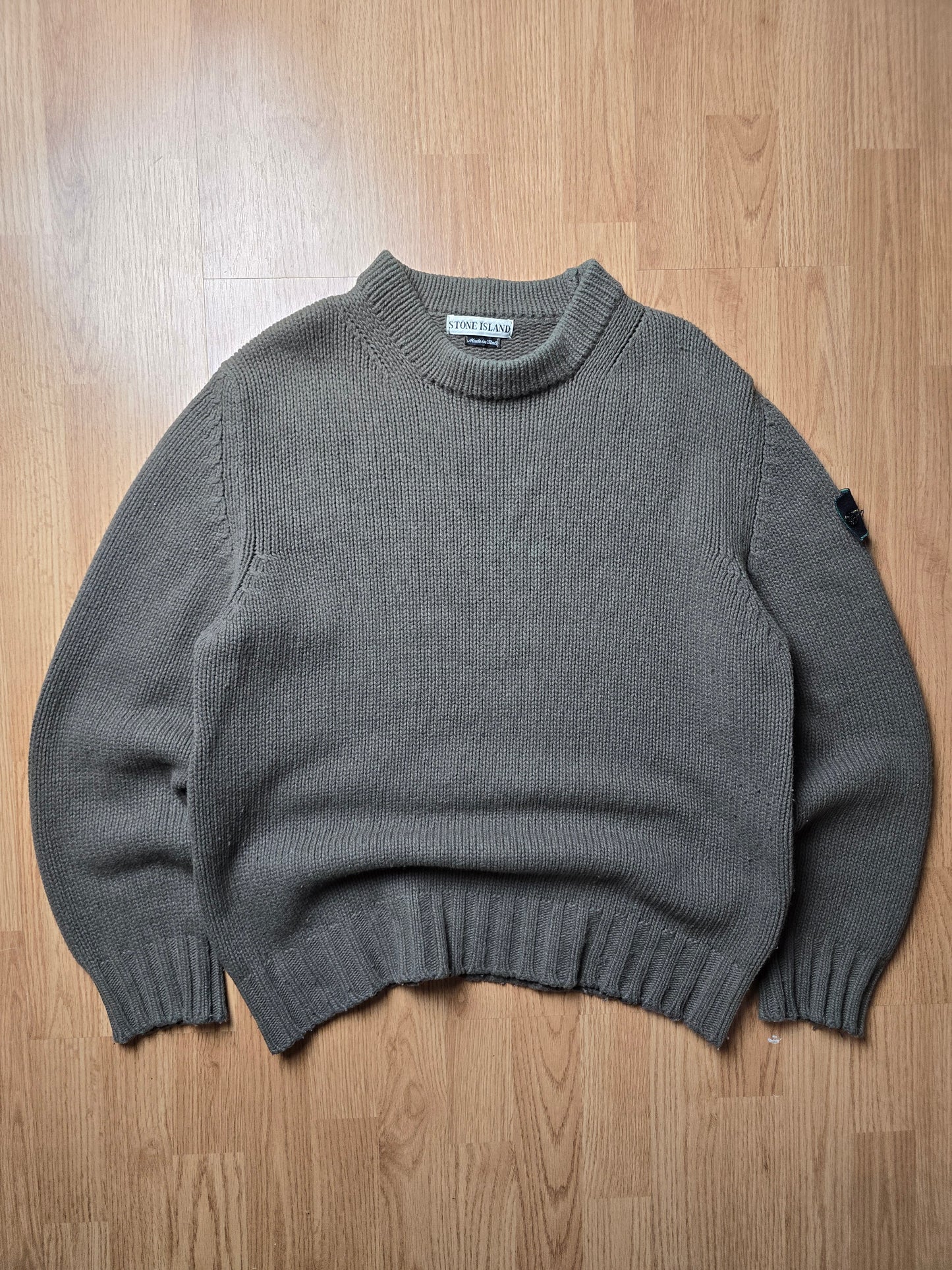 90s Stone Island Green Edge Wool Knit Sweater (M/L)