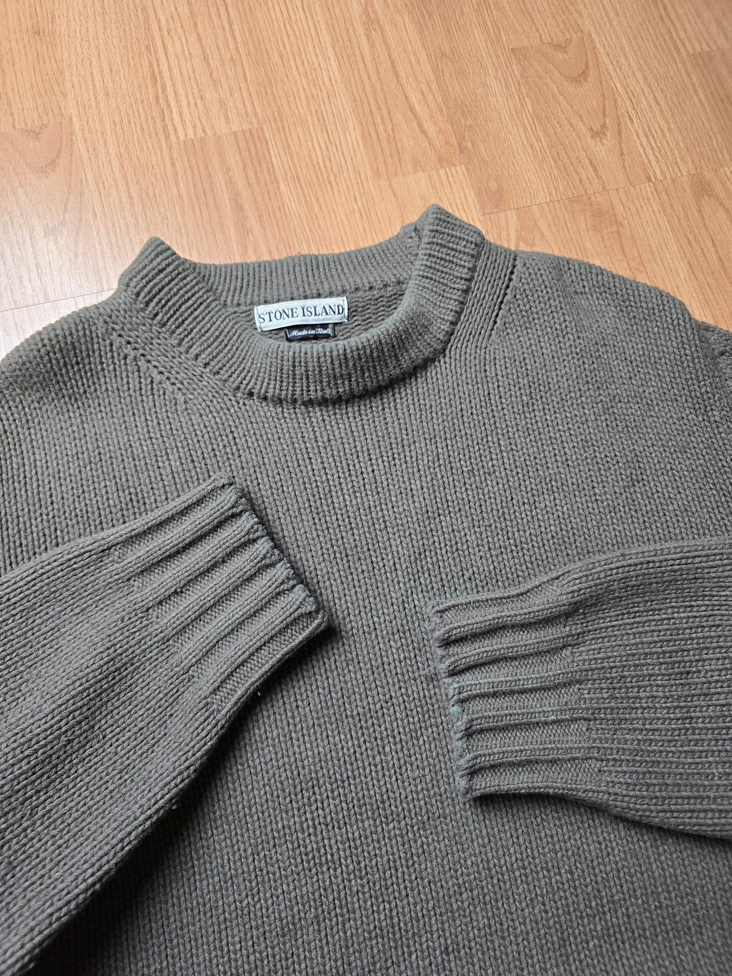 90s Stone Island Green Edge Wool Knit Sweater (M/L)
