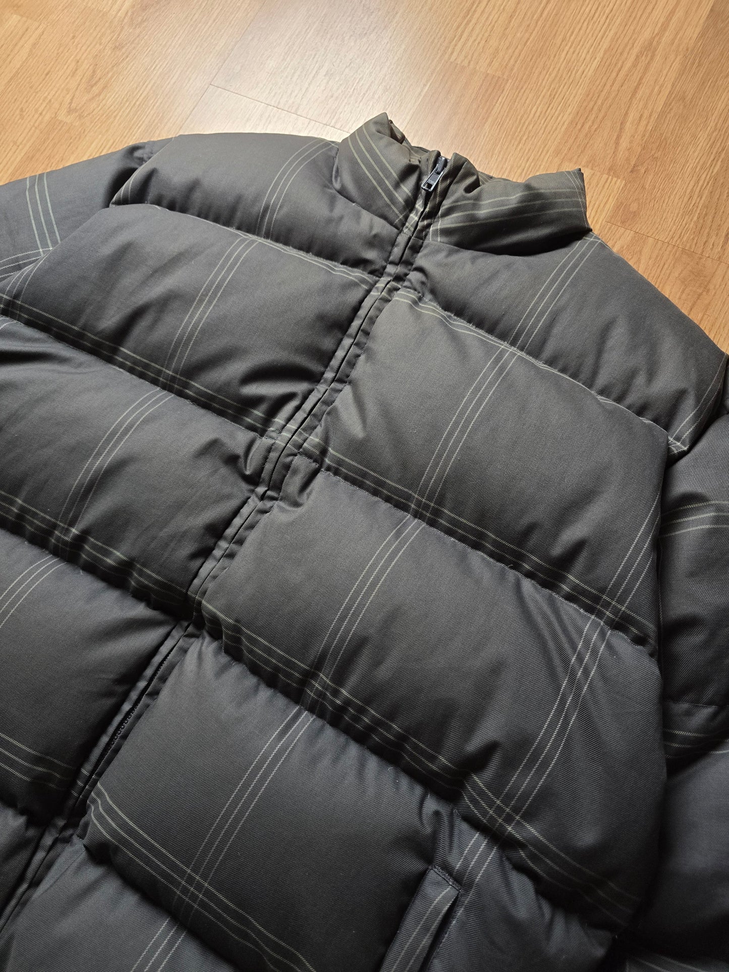 Vintage Stussy Micro Plaid Down Puffer Jacket (L)