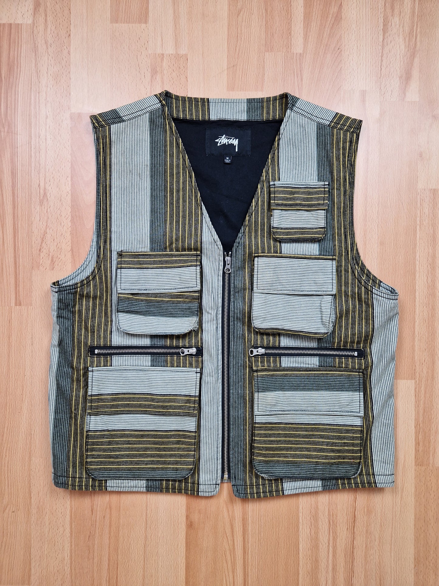 Stussy Striped Cargo Vest/Gilet (M)