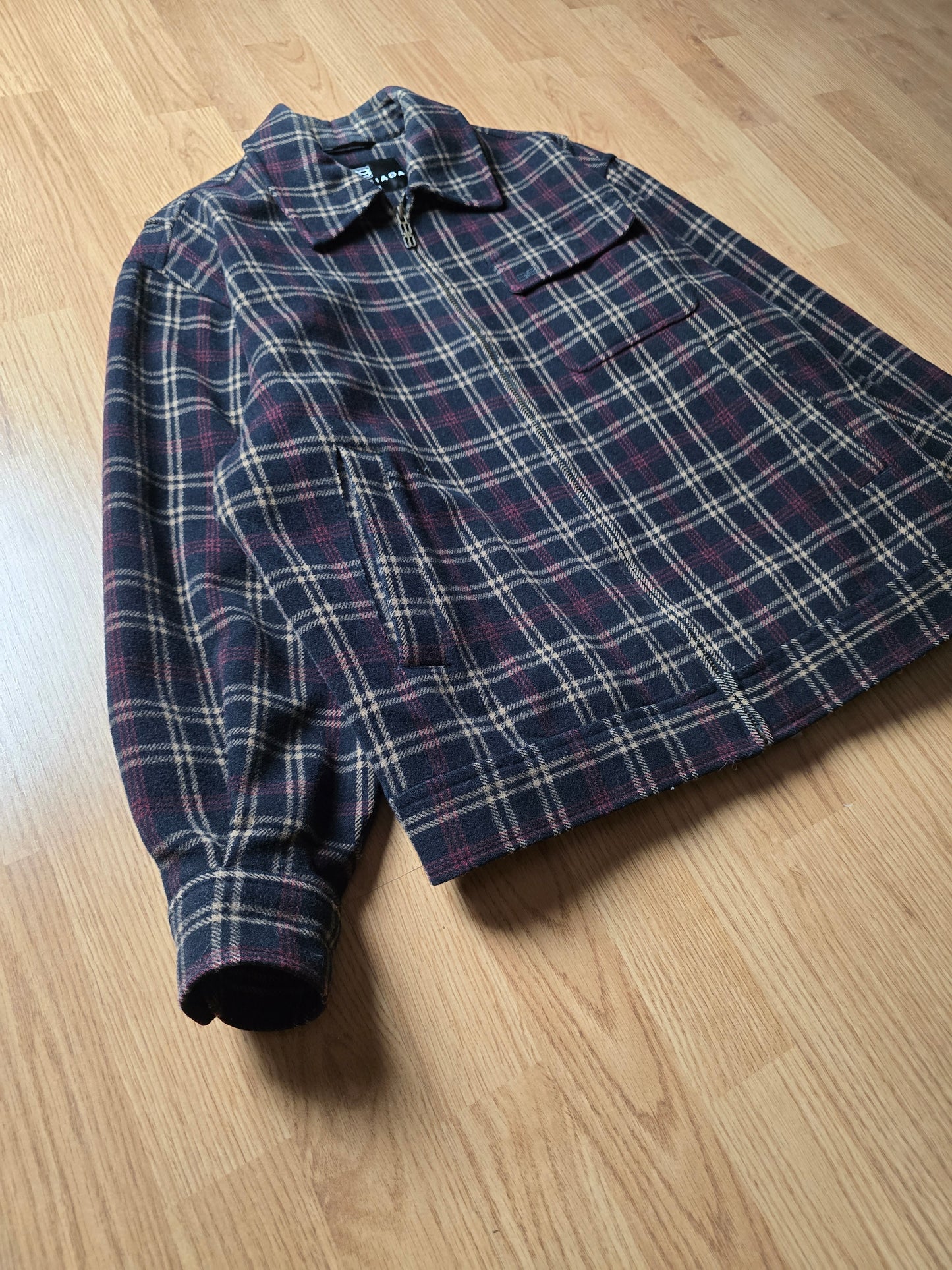 Vintage Balenciaga Wool Plaid Harrington Jacket (S/M)