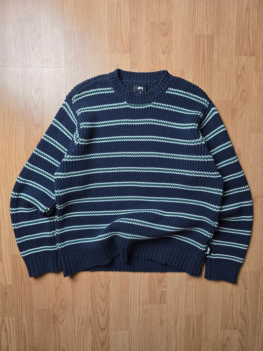 Stussy Stripe Knit Crewneck Sweater (S/M)