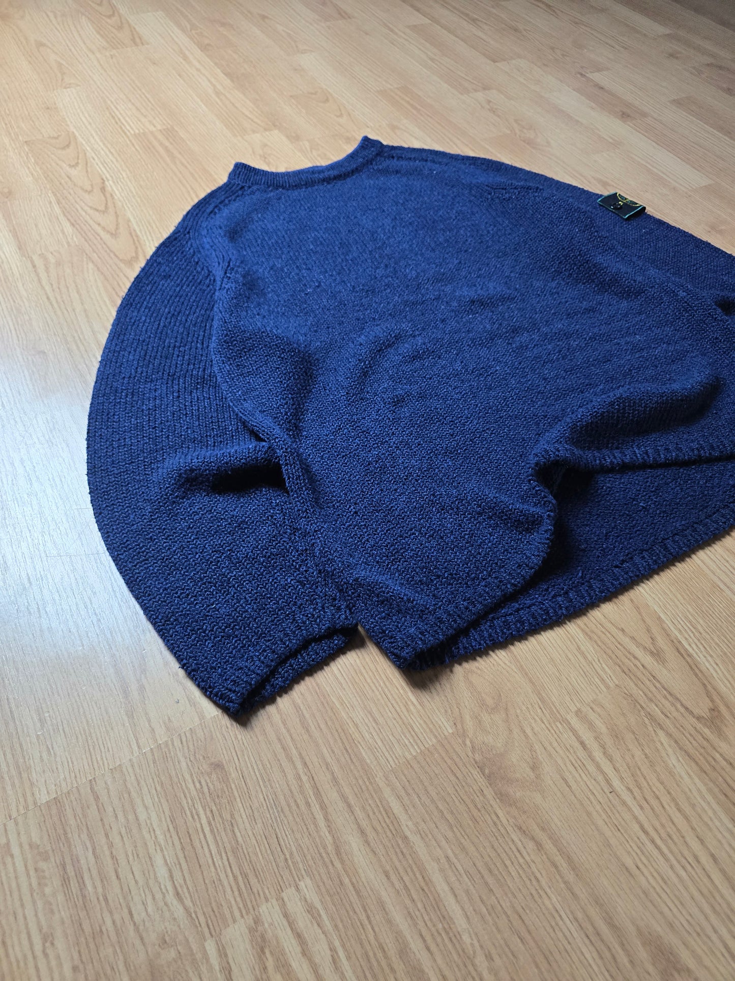 90s Stone Island Green Edge Cotton & Nylon Knit Sweater (M)