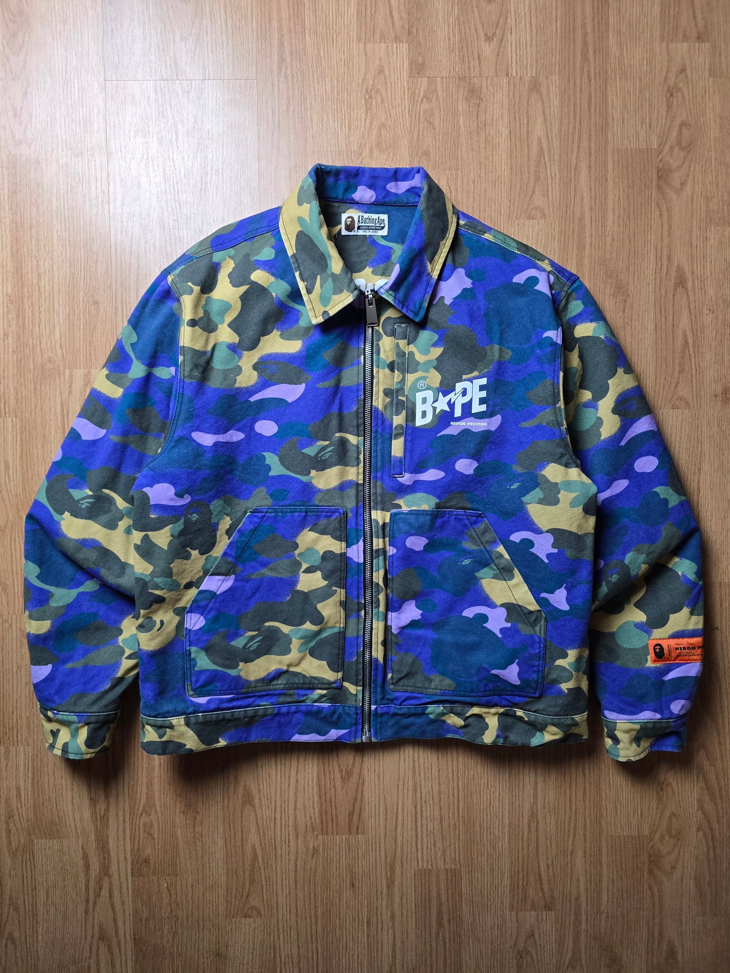 BAPE x Heron Preston Mix 1st Camo Duck Trucker Jacket (L)